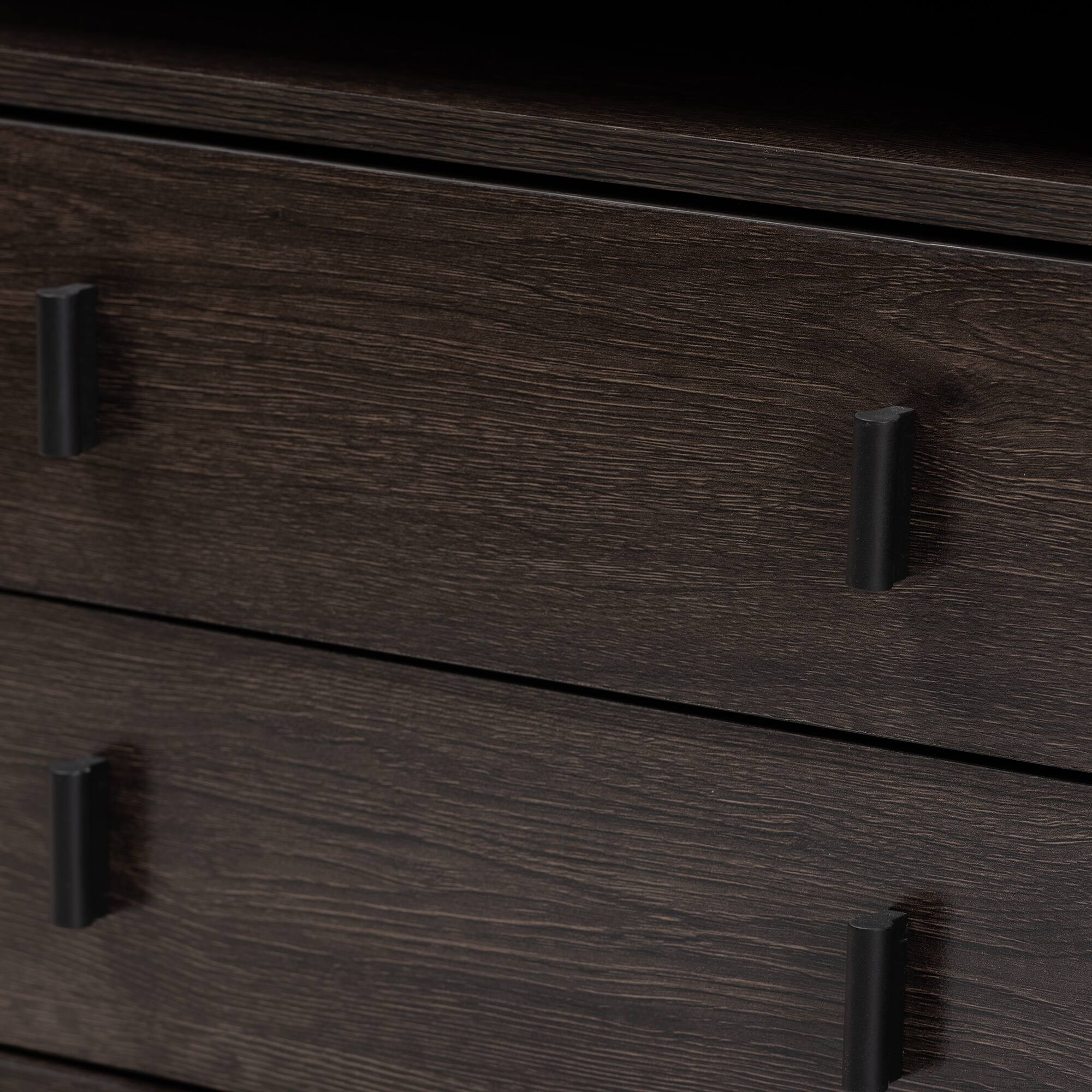 Alt View 1. Baxton Studio - Glover Modern and Contemporary Dark Brown Finished Wood and Metal 2-Drawer Nightstand - Dark Brown/Black.