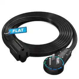 Maximm - 360° Rotating Flat Plug Extension Cord 6 feet Flat Cord Under Carpet with Slim Space-Saving Plug Design - Black