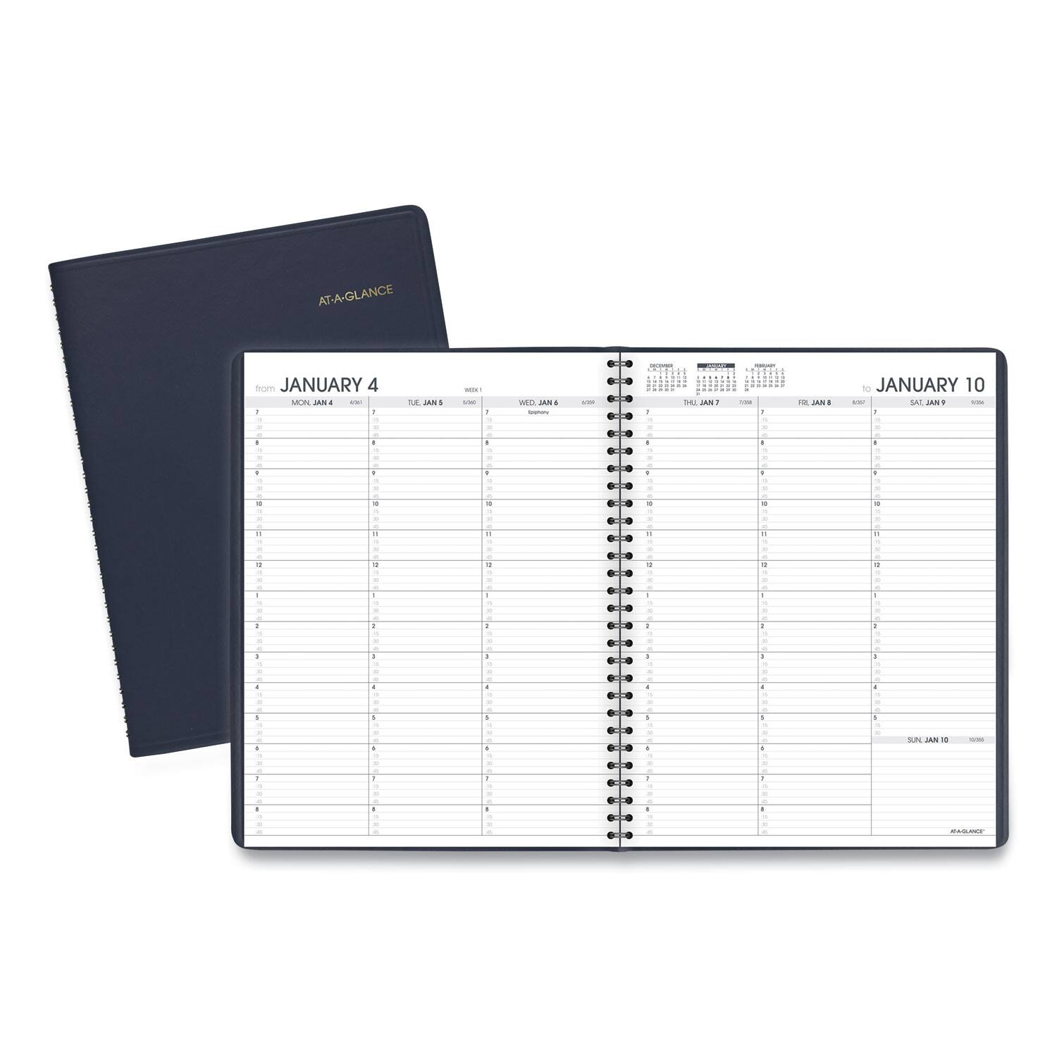 AT-A-GLANCE - Weekly Appointment Book 11 x 8.25 Navy Cover 13 Month Jan 2026 to Jan 2027