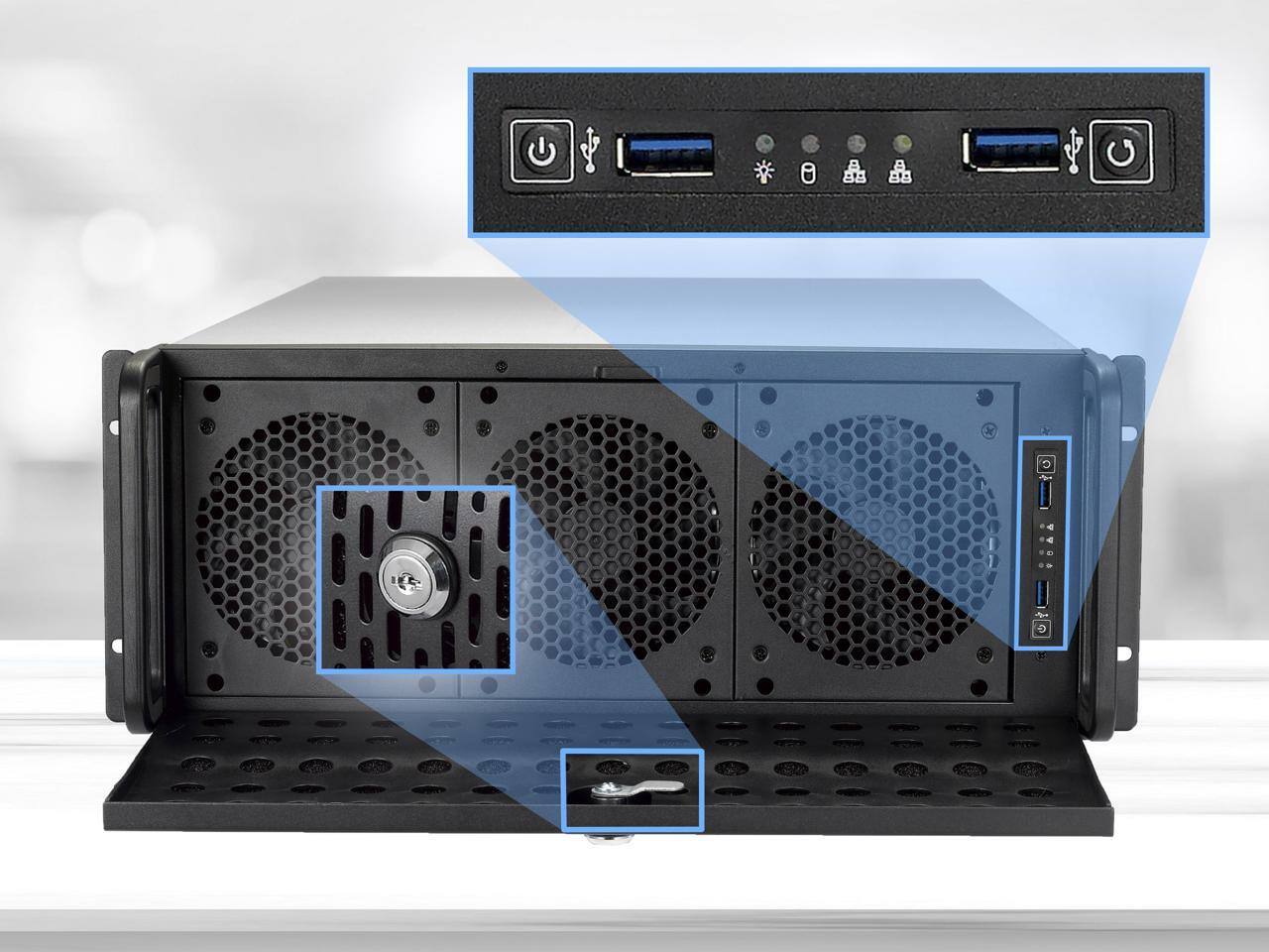 Alt View 4. Rosewill - Rosewill 4U Server Chassis | 15x3.5" HDD | E-ATX | 6x120mm/2x80mm Fans | 2xUSB3.0 | Lock | Silver/Black - RSV-L4500U - Silver/Black.