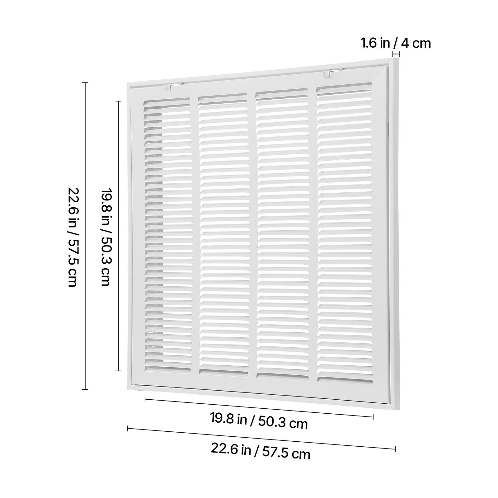 1.6 in / 4 cm

22.6 in / 57.5 cm

19.8 in / 50.3 cm

19.8 in / 50.3 cm

22.6 in / 57.5 cm