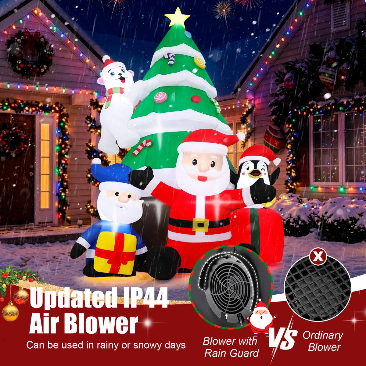 Updated IP44 Air Blower  
Can be used in rainy or snowy days  

Blower with Rain Guard  
vs  
Ordinary Blower
