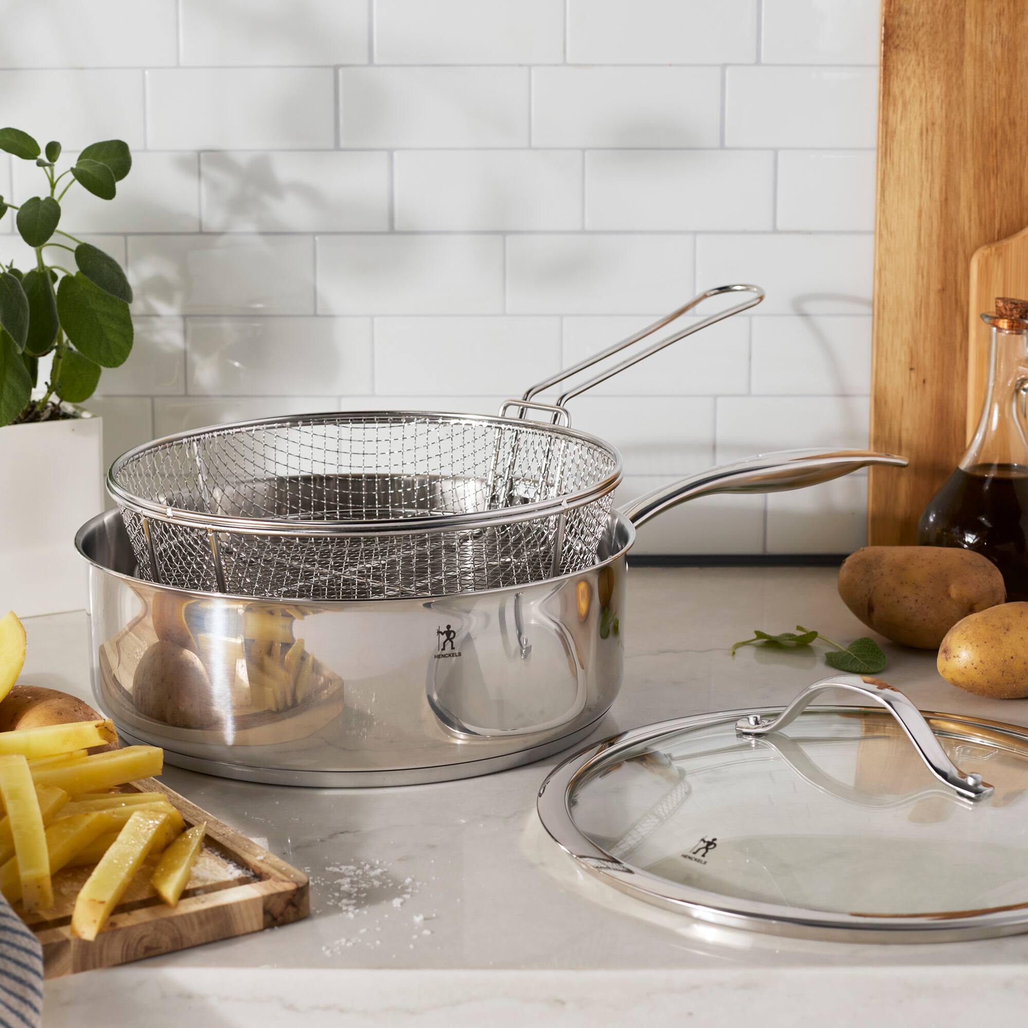 Alt View 2. Henckels - Henckels Aragon 5-qt Stainless Steel Saute Pan with Lid & Fryer Basket - Stainless Steel.