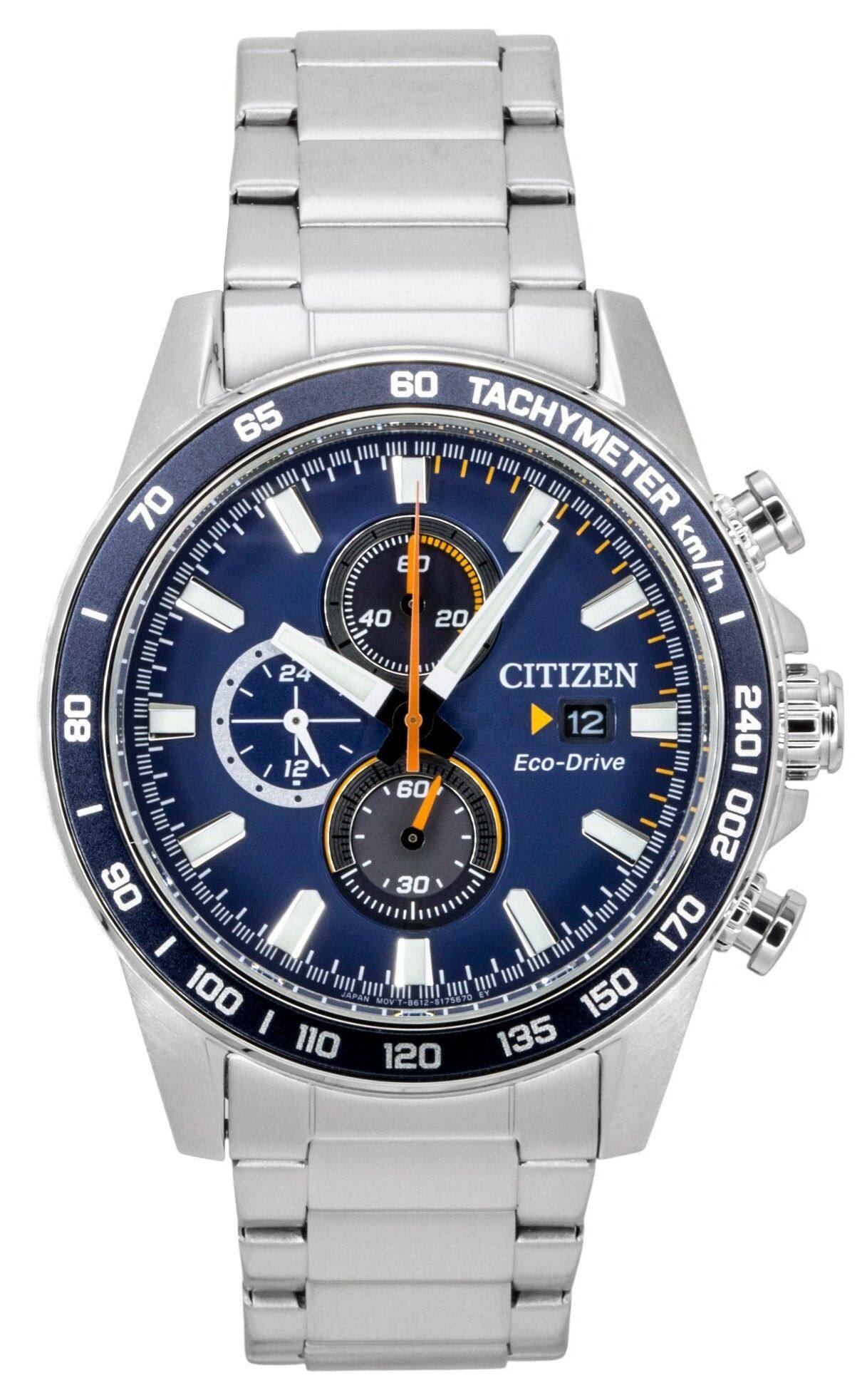 Citizen - Brycen Chronograph Stainless Steel Dial Eco-Drive CA0781-50L 100M Men's Watch - Blue