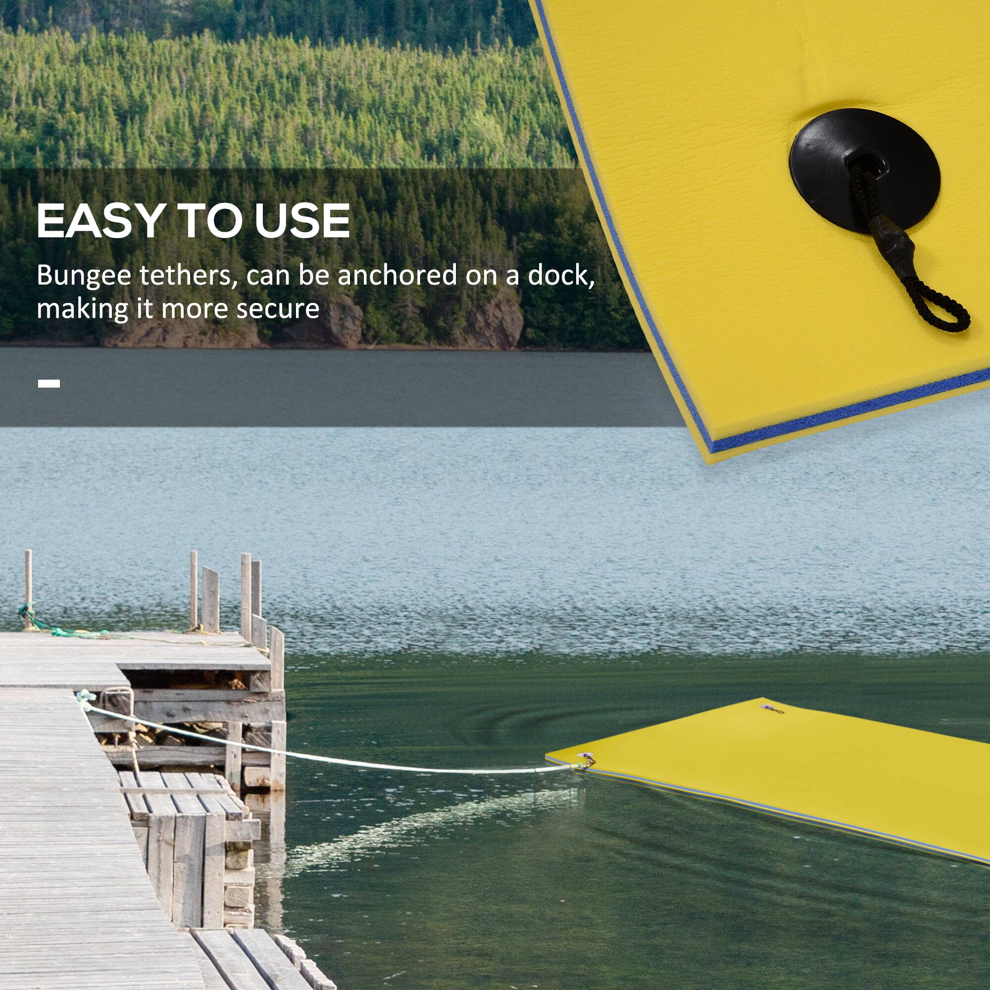 EASY TO USE
Bungee tethers, can be anchored on a dock, making it more secure