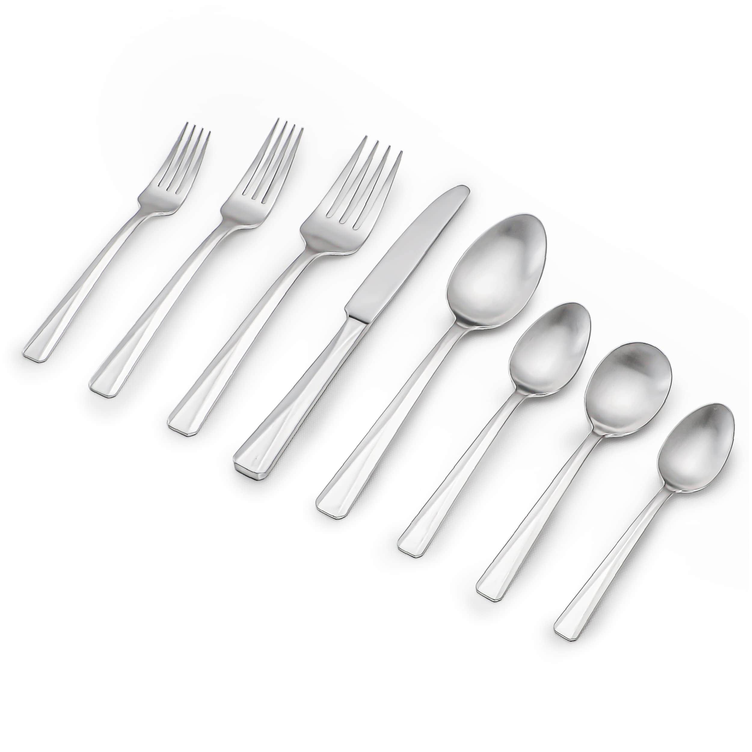 Table 12 - 50 Piece Flatware Set, Stainless Steel Kitchen Utensils Set, Dishwasher Safe - Silver