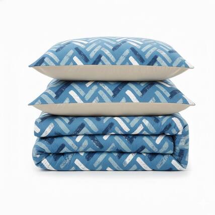 Front. Shavel Home Products - Shavel 100% Polyester Luxury Seersucker Chevron Comforter Set King Blue - Blue.