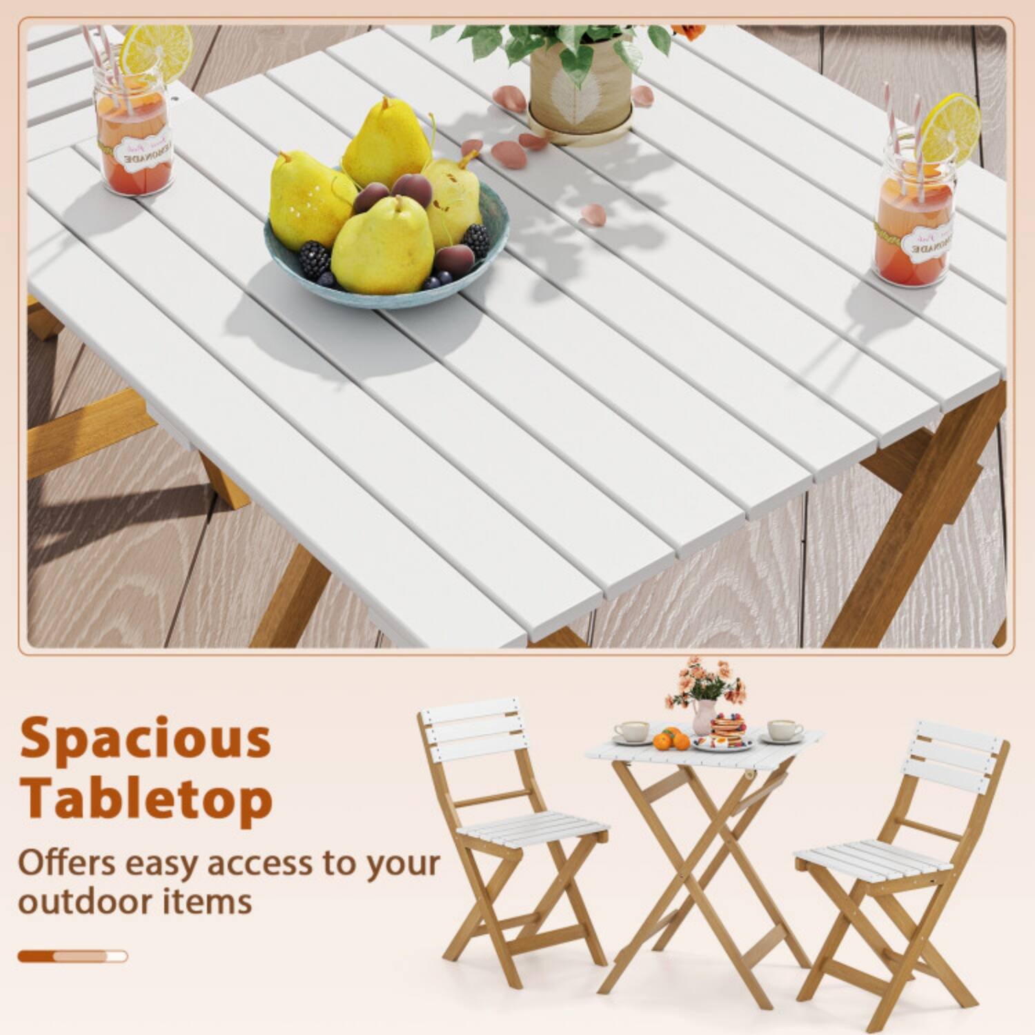 Spacious Tabletop  
Offers easy access to your outdoor items