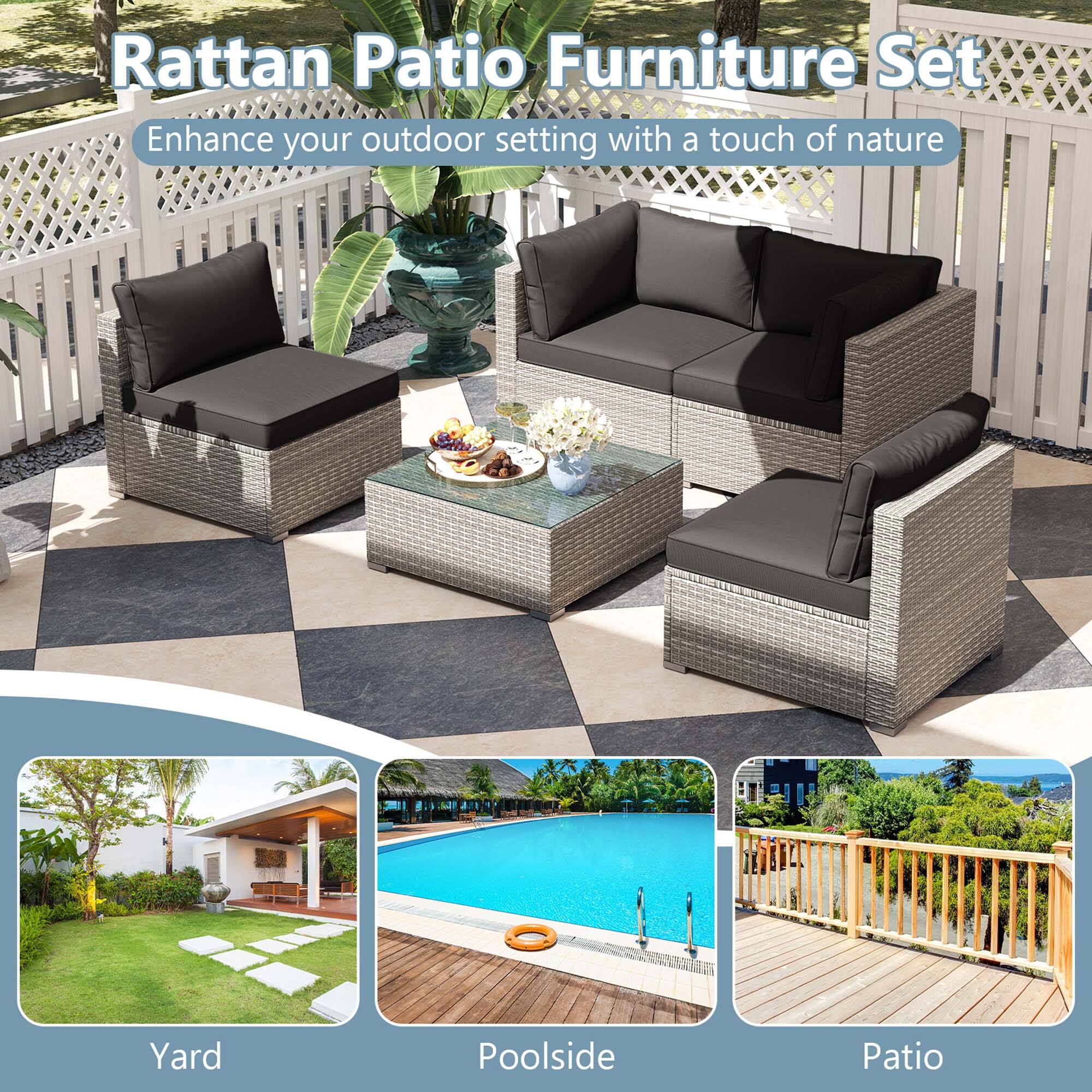 Rattan Patio Furniture Set, Enhance your outdoor setting with a touch of nature, Yard, Poolside, Patio