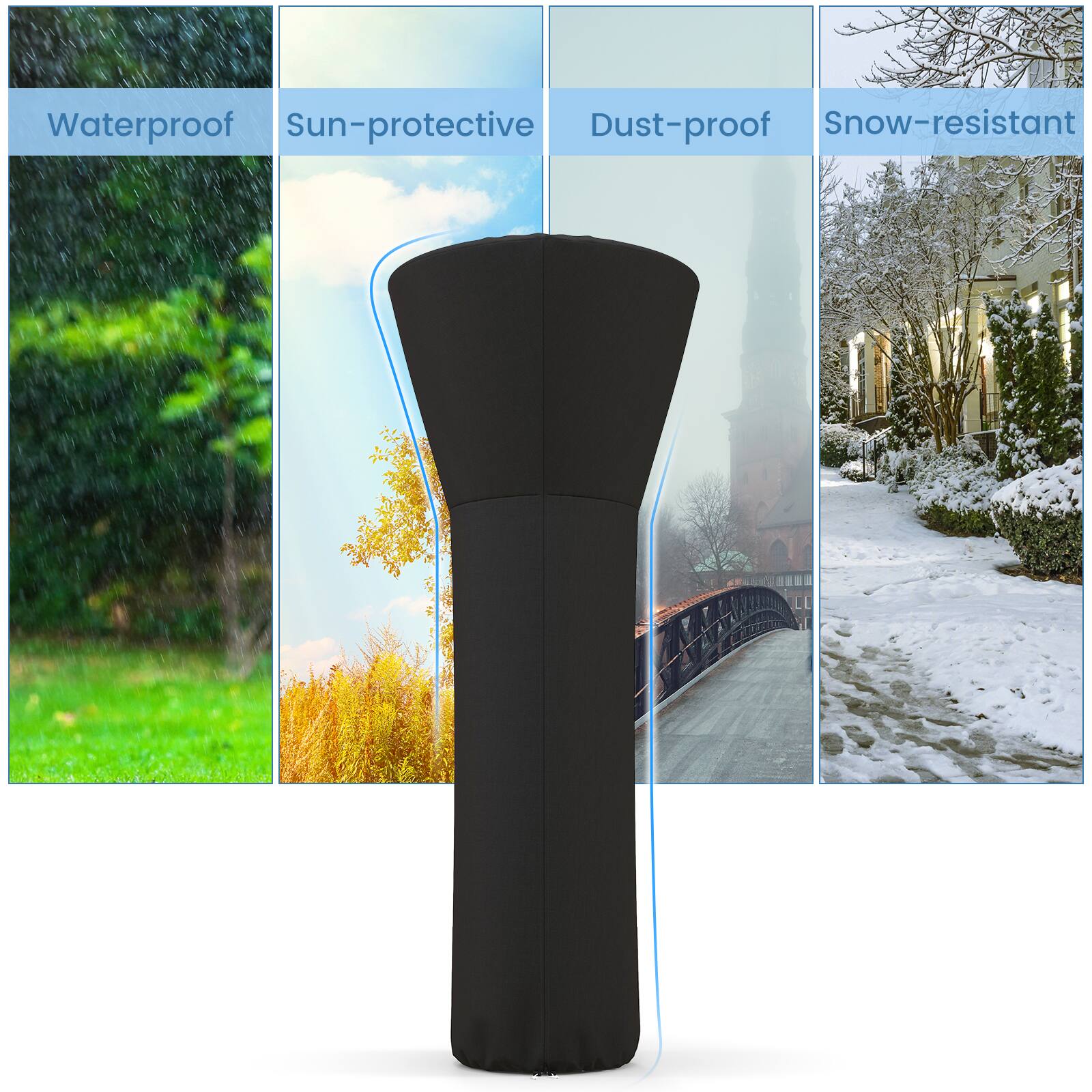 Waterproof  
Sun-protective  
Dust-proof  
Snow-resistant