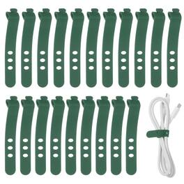 Unique Bargains - 20pcs Silicone Cable Ties, 3-Hole Reusable Rubber Cord Tie, Adjustable, Locking Buckle, Multi Purpose Strap - Dark Green