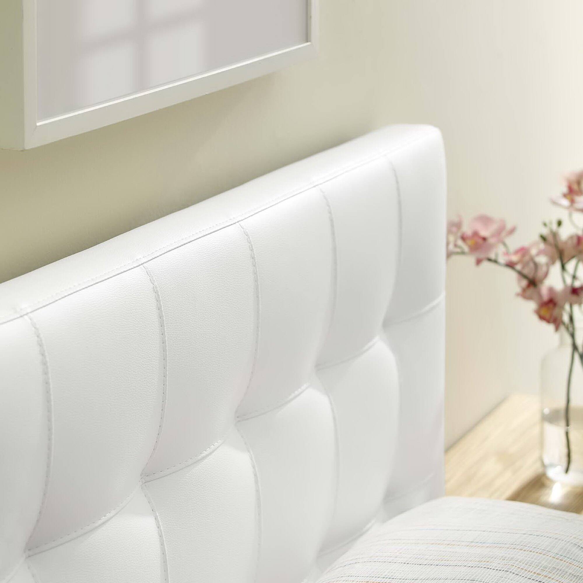 Alt View 1. Modway - Lily Upholstered Vinyl Twin Headboard by Modway - White.