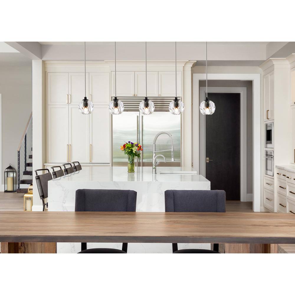 Left. Elegant Lighting - Eren 5 lights Black pendant - Black.