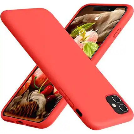 Front. Entronix - Entronix iPhone 11 Case - Premium Soft-Touch Liquid Silicone Protection - Red.