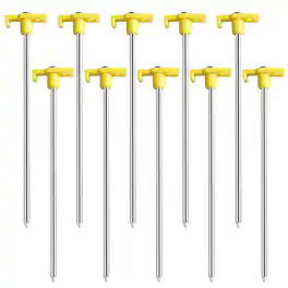 Ainfox - Tent Stakes Heavy Duty Camping Stakes Non-Rust Metal Tent Pegs Ground Stakes With 3 wind ropes - Nature