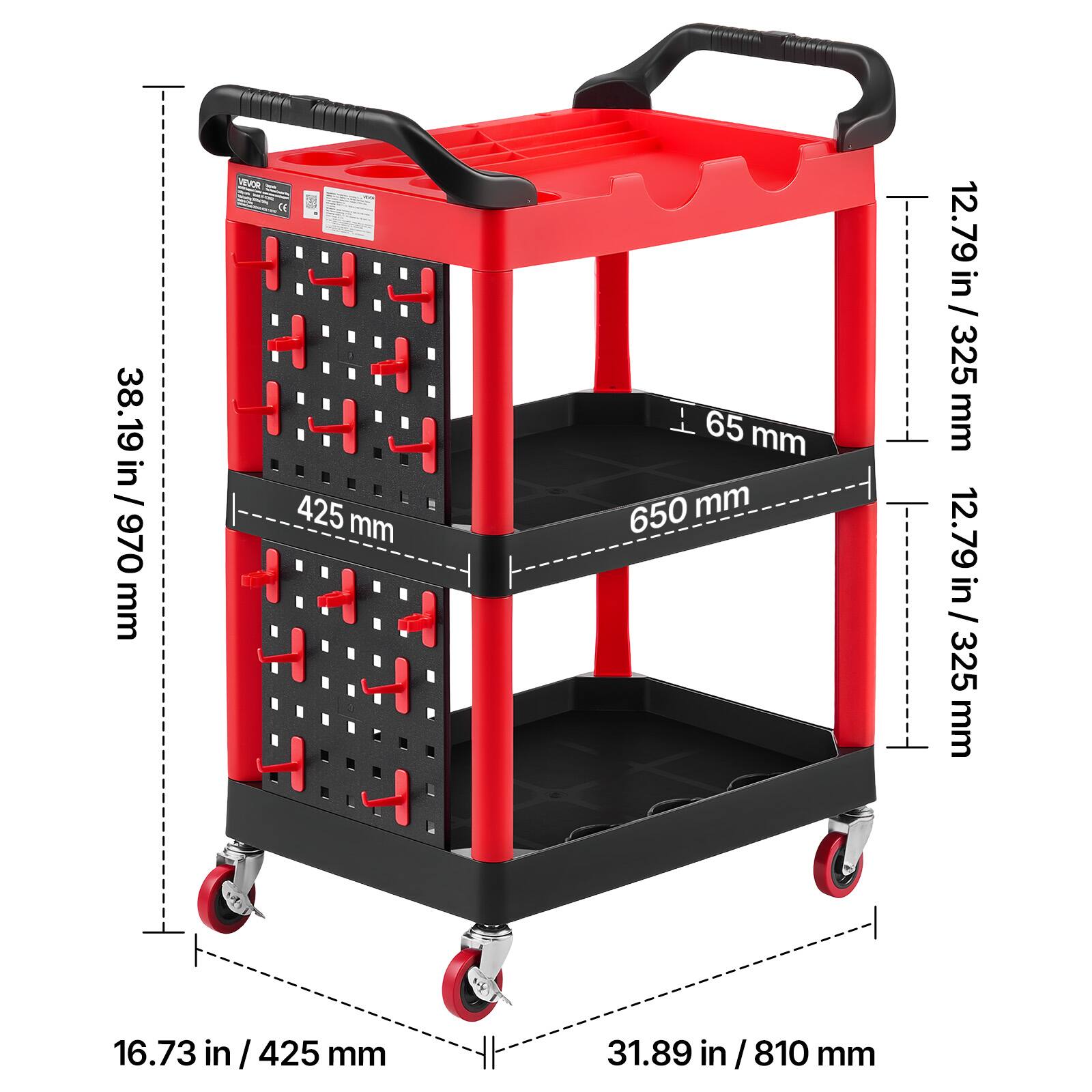 38.19 in / 970 mm  
425 mm  
65 mm  
650 mm  
12.79 in / 325 mm  
12.79 in / 325 mm  
16.73 in / 425 mm  
31.89 in / 810 mm