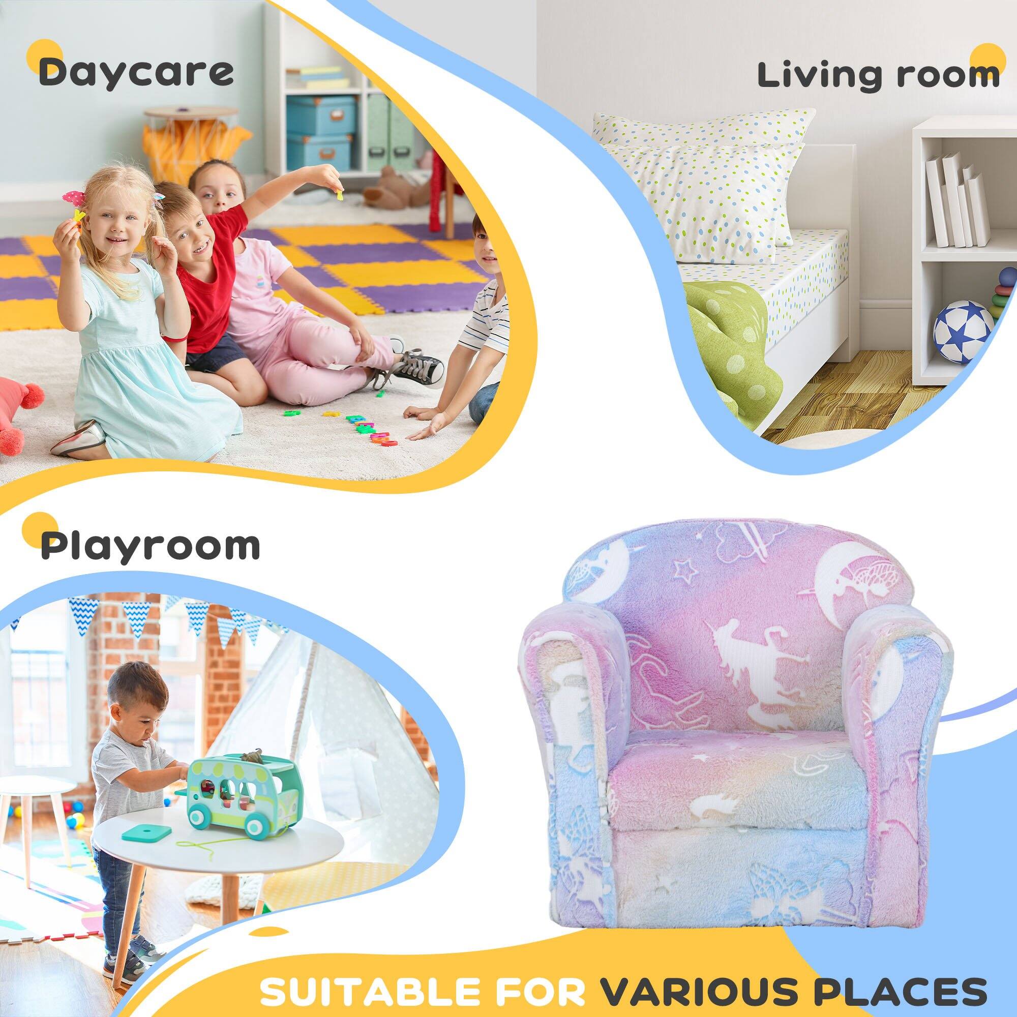 Daycare  
Living room  
Playroom  

SUITABLE FOR VARIOUS PLACES