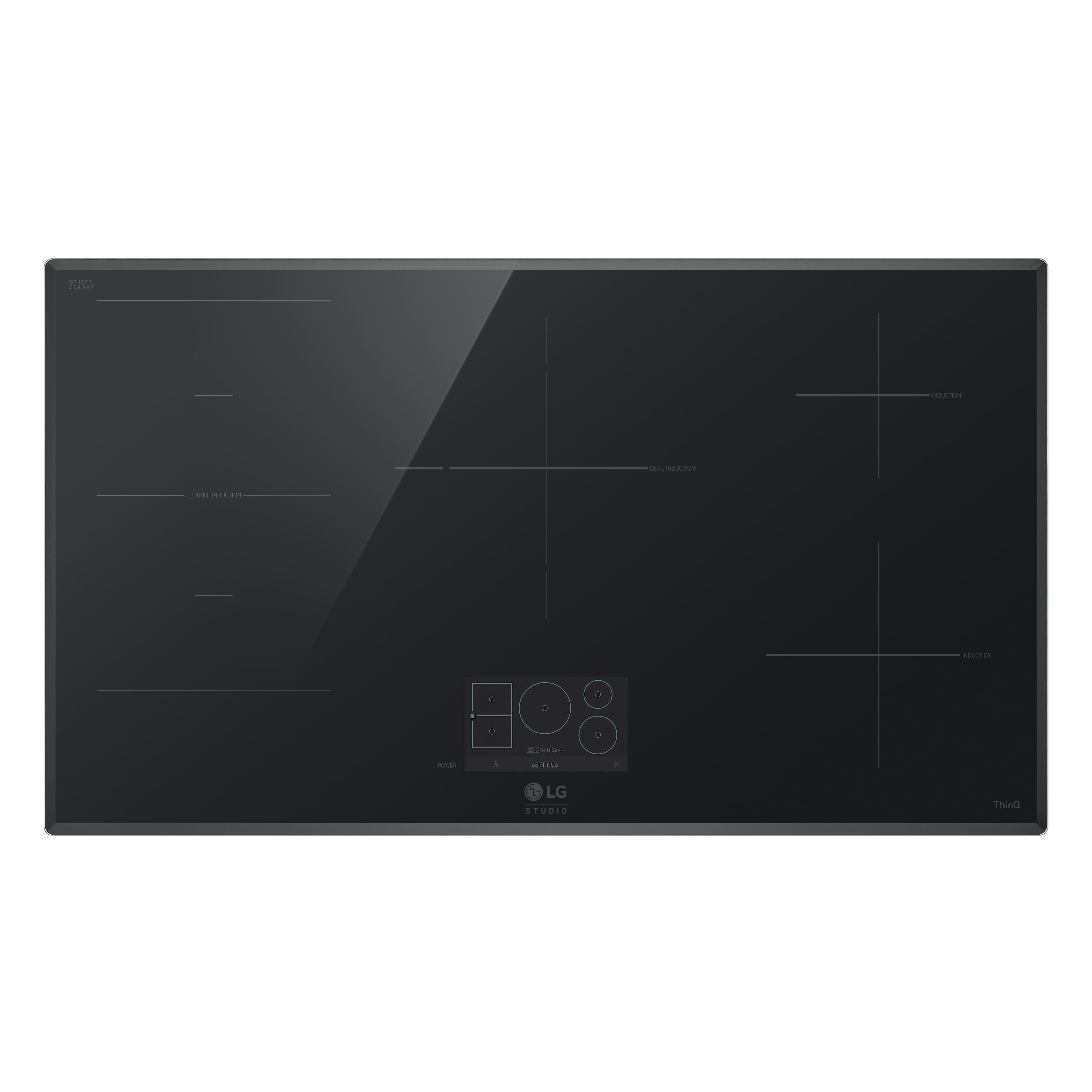 LG - STUDIO 36" Built-In Smart Electric Induction Cooktop with 5 Burners and Flex Cooking Zone - Black - Front_Zoom