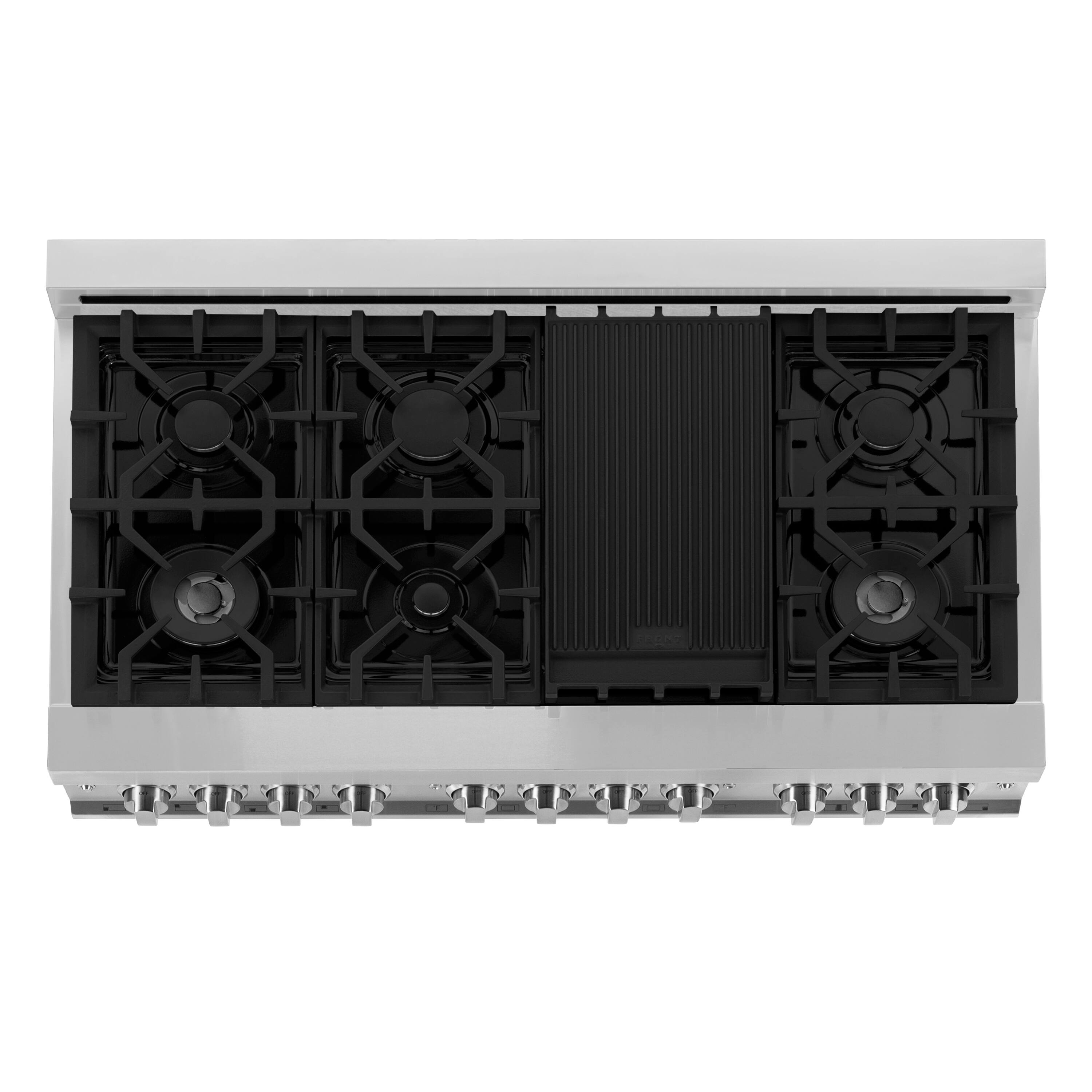 Alt View 1. ZLINE - 48" Legacy Dual Fuel Range w/ 7 Burner Gas Cooktop and 2 Electric Ovens (RA48) - Stainless steel.