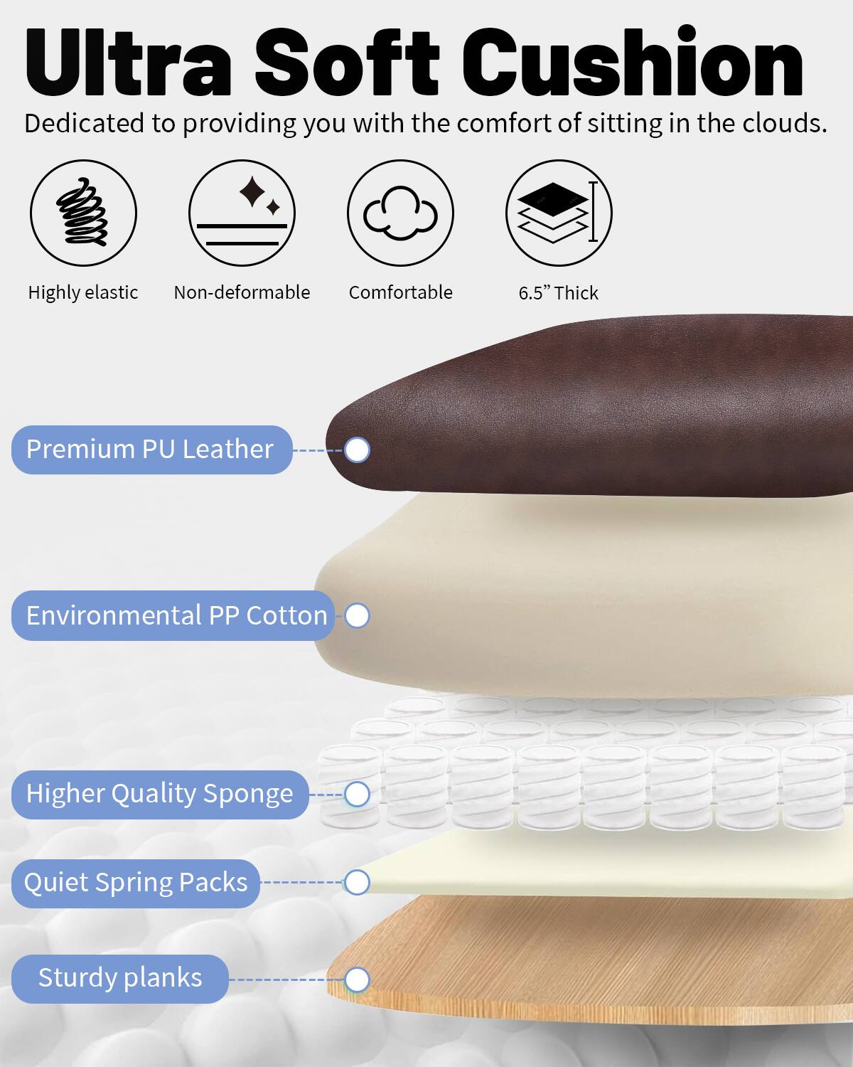 Alt View 3. Forest'nSky - Big & Tall Executive Chair - 600lb Heavy Duty Office Chair with Pocket Spring Cushion - Brown.