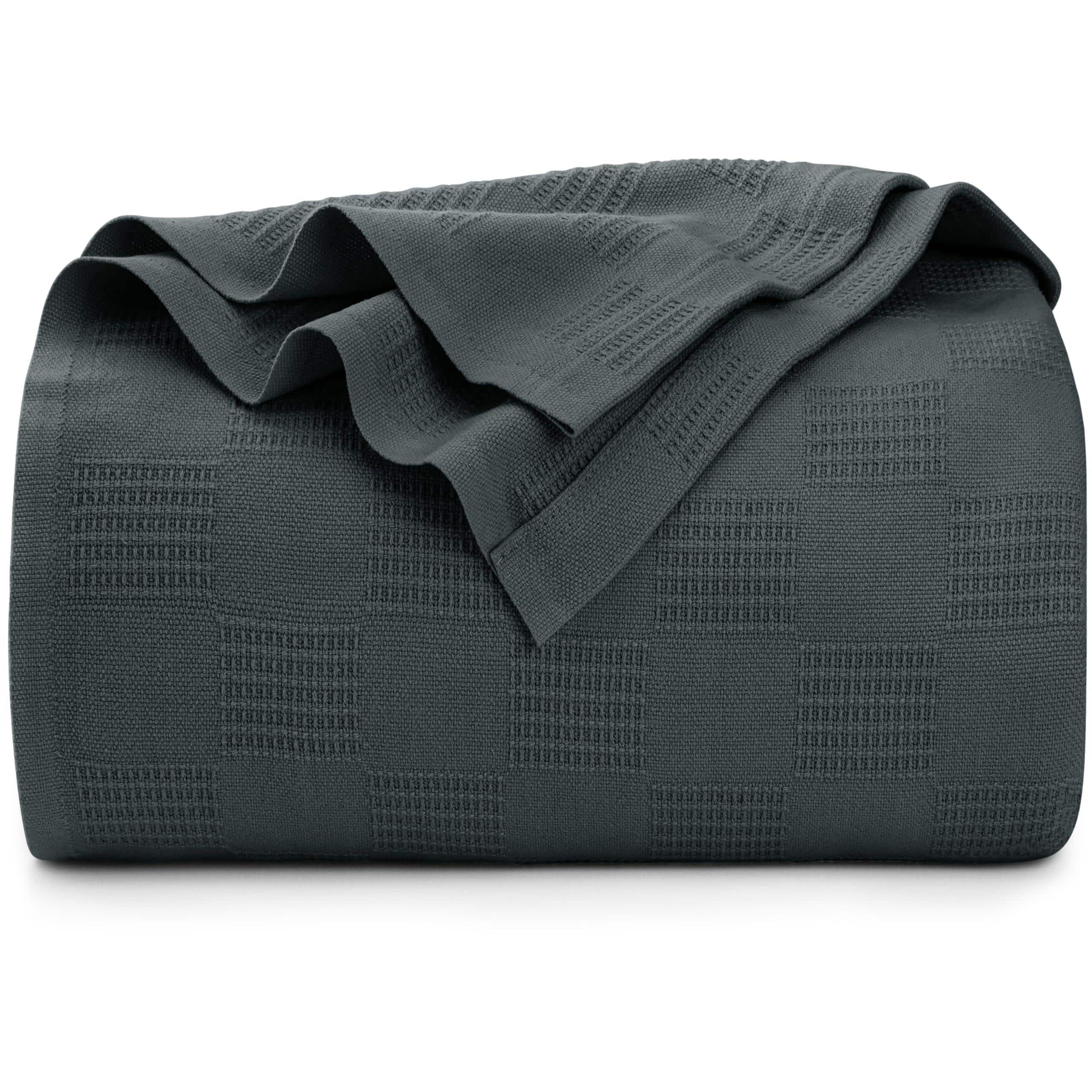 Dapper Styles - Cotton Blanket twin 90x72 Inch 350gsm Lightweight Soft And Breathable Thermal Dorm Bed For All Seasons - Smoke Gray-Full