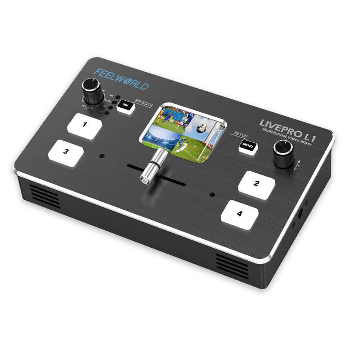 3 FEELWORLD FEEL WORLD EFFECTS 1 SETUP LIVEPRO Multi-format Video L1 1 MENU Mixer 2 4