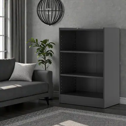 Front. Hivvago - Compact 3-Tier Organizer Shelf with Adjustable and Open Layout - Black.