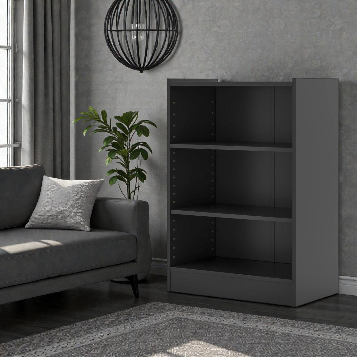 Hivvago - Compact 3-Tier Organizer Shelf with Adjustable and Open Layout - Black