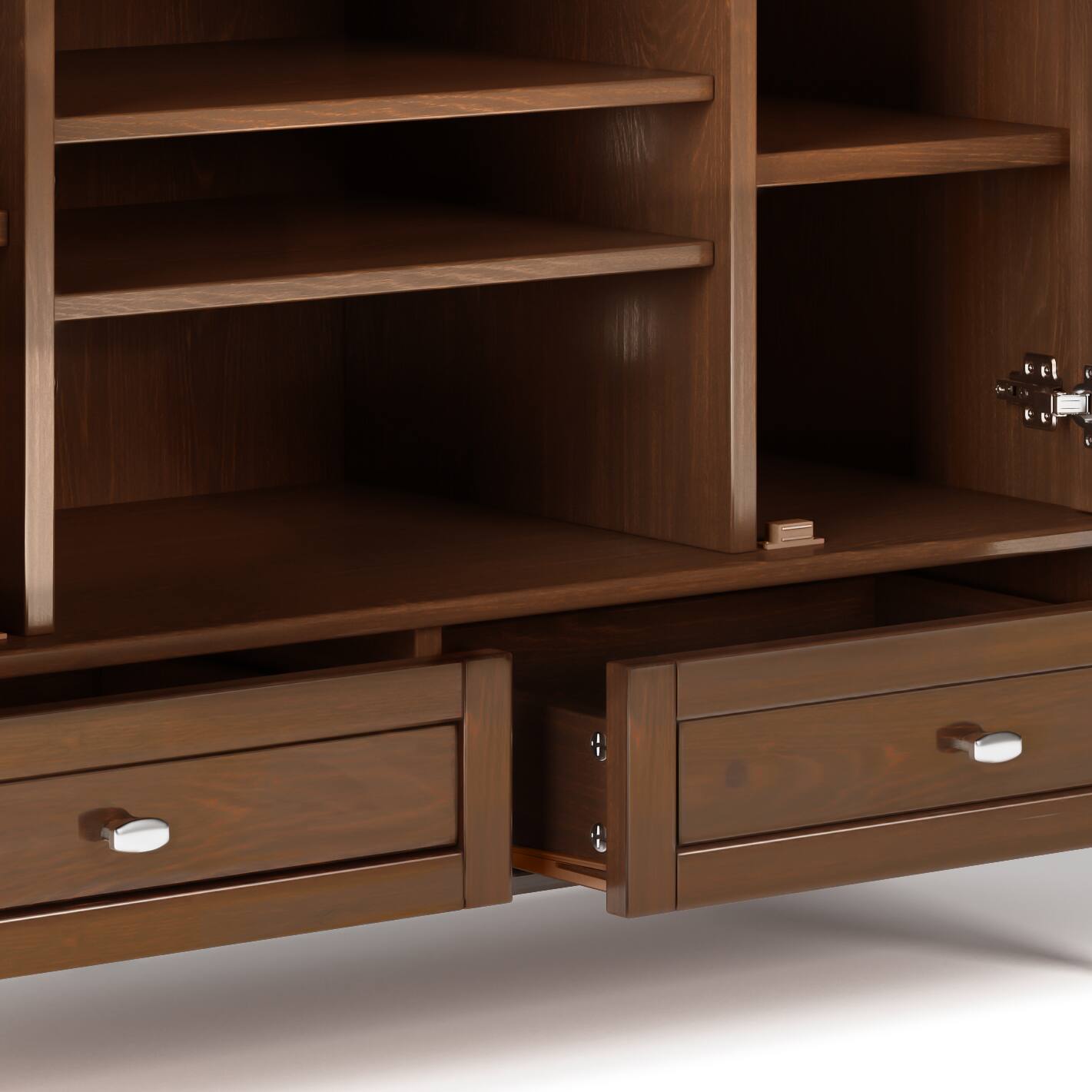 Alt View 1. Simpli Home - Warm Shaker SOLID WOOD TV Media Stand in Russet Brown For TVs up to 50 inches - Russet Brown.
