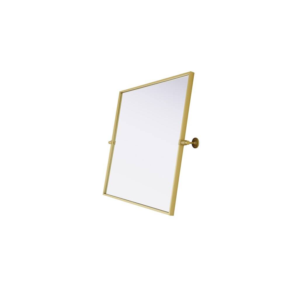Left. Elegant Kitchen and Bath - Amoura 27X30 Pivot Mirror In Brass - Brass.
