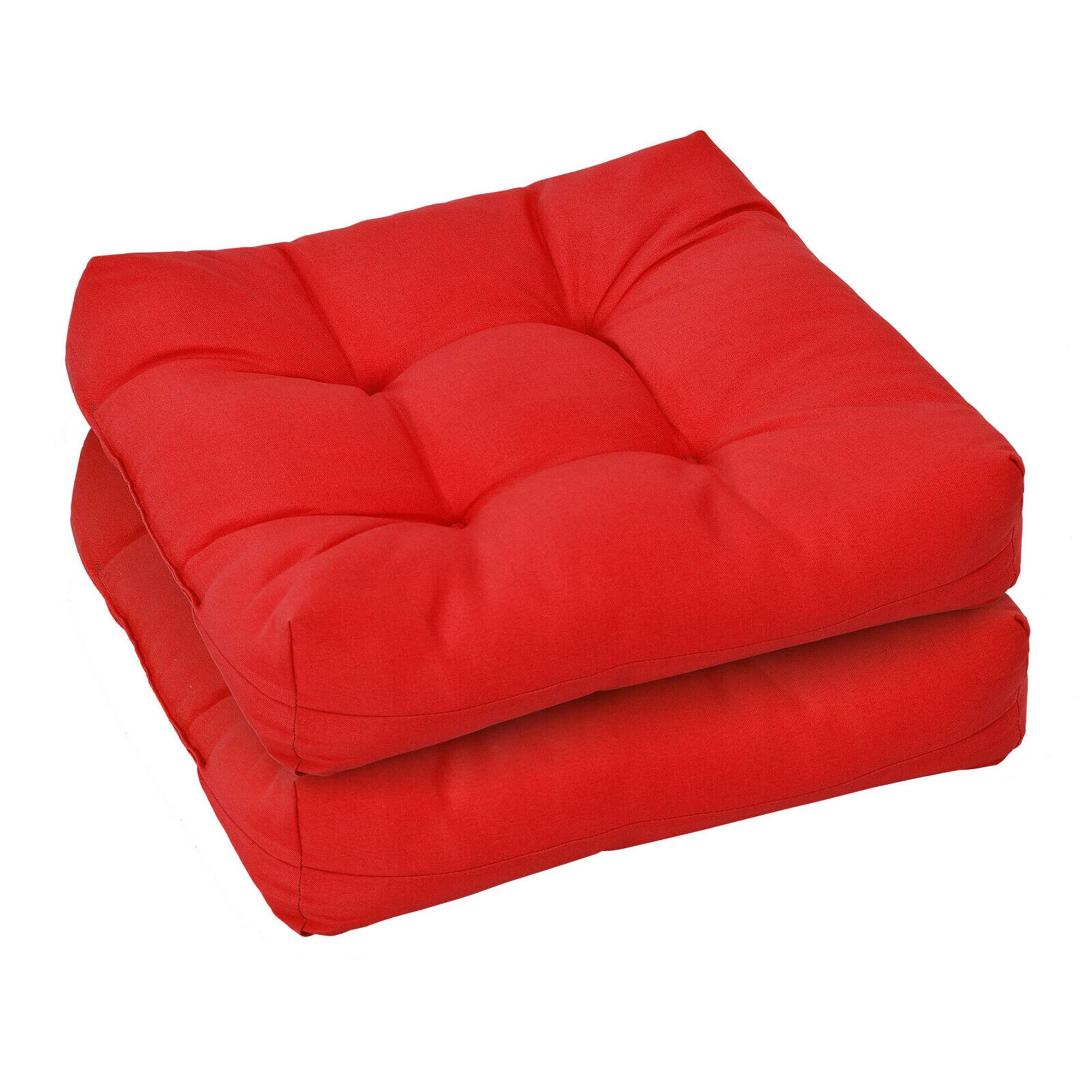Alt View 3. Gymax - Gymax Set of 2 Square Seat Chair Cushion Pad Waterproof Indoor Outdoor Red - Red.