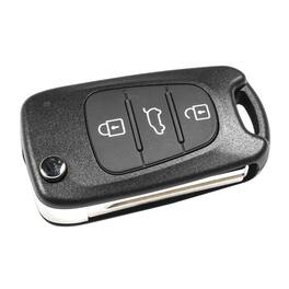 HQRP - Folding Flip Key Fob Shell Case 3-Button with Uncut Blade for Hyundai i20 i30 i35 iX20 iX35 - Black