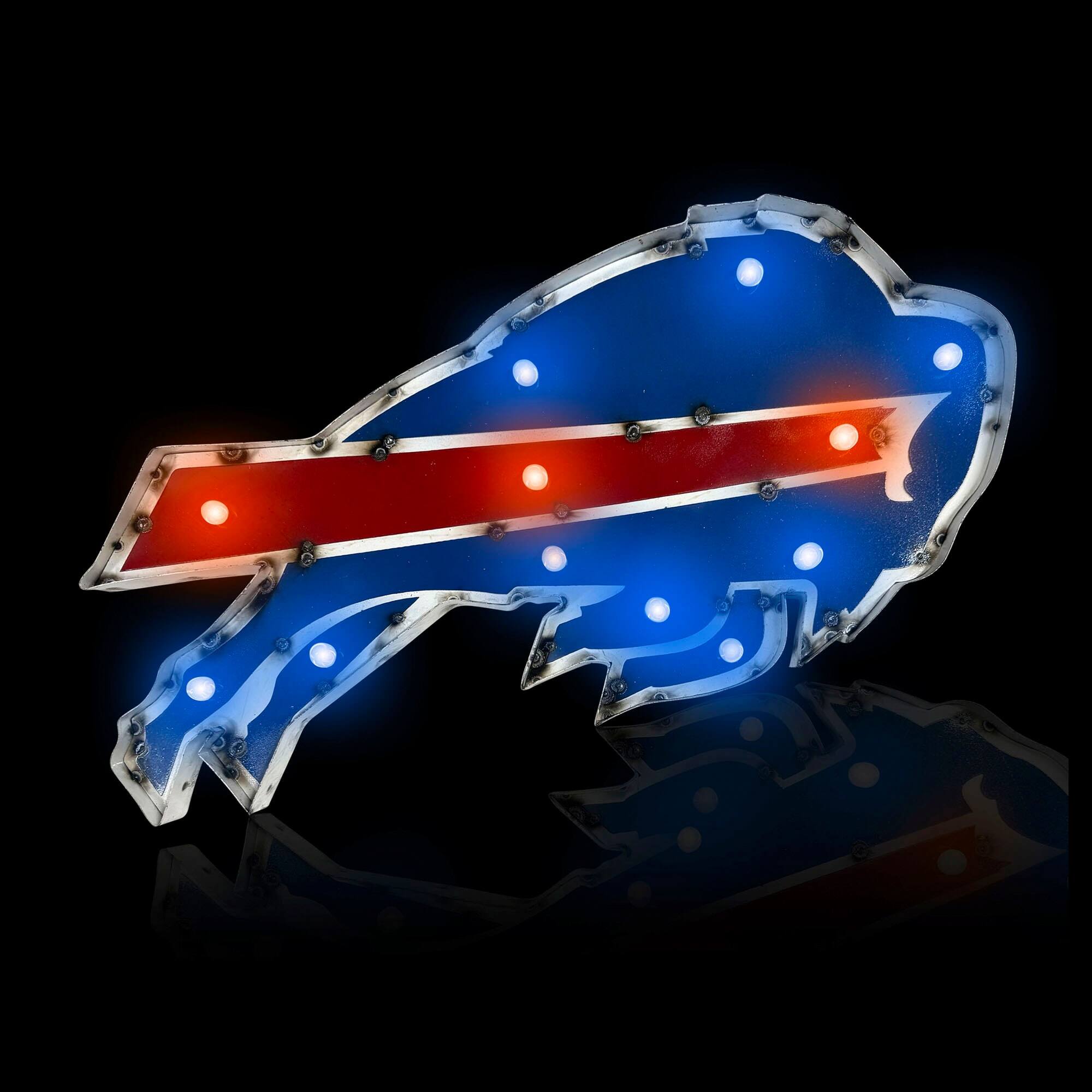 Alt View 1. Imperial - Buffalo Bills Logo Lighted Recycled Metal Sign - Blue.