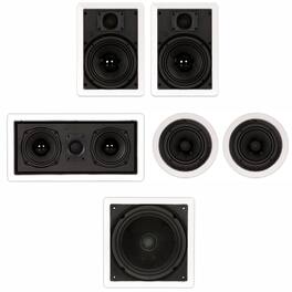 Theater Solutions by Goldwood - TST65 in Wall and in Ceiling 6.5" Speakers Home Theater 5.1 Speaker System - Paintable White
