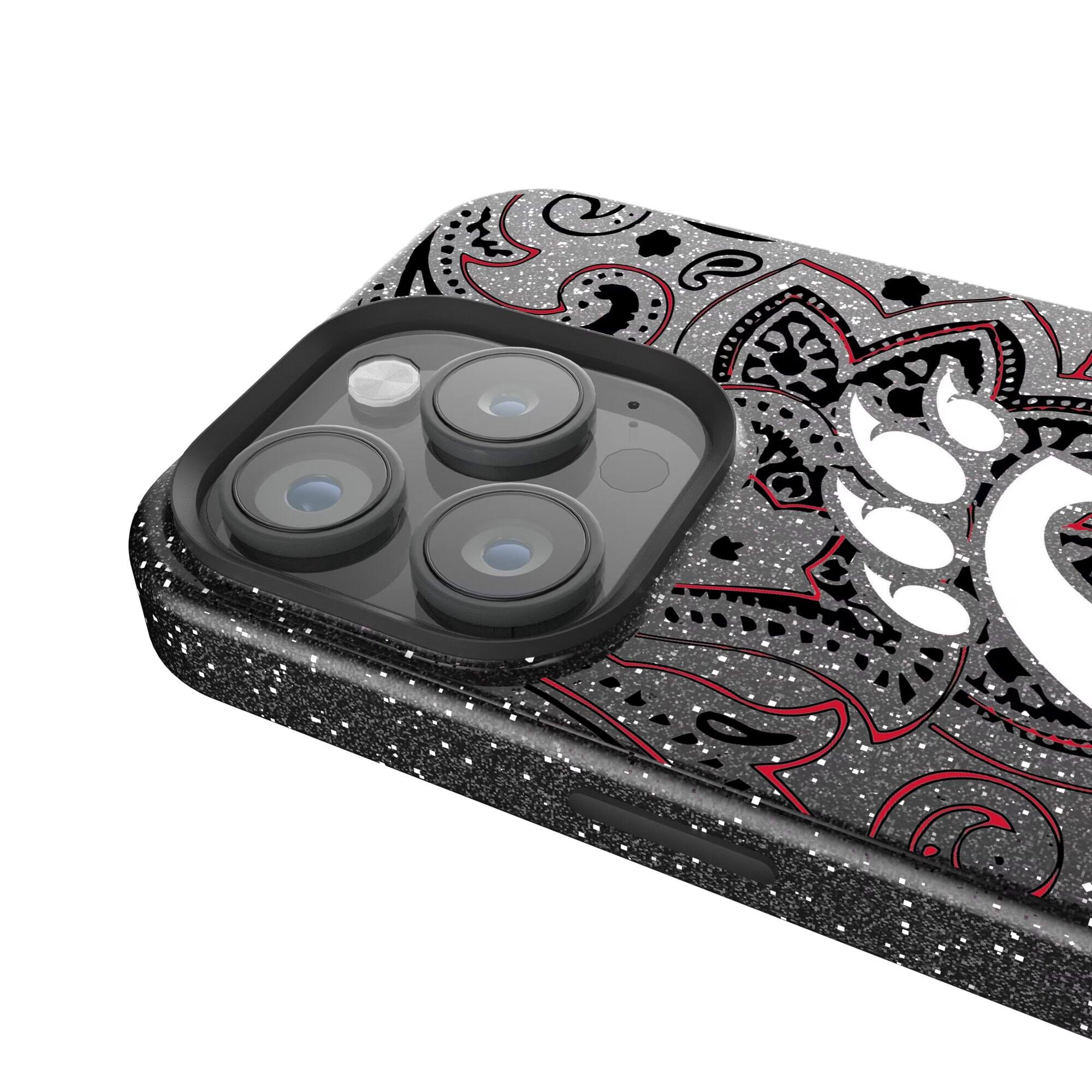 Alt View 3. Keyscaper - Cincinnati Bearcats Paisley Bling iPhone Case - 14 Pro Max - Black.