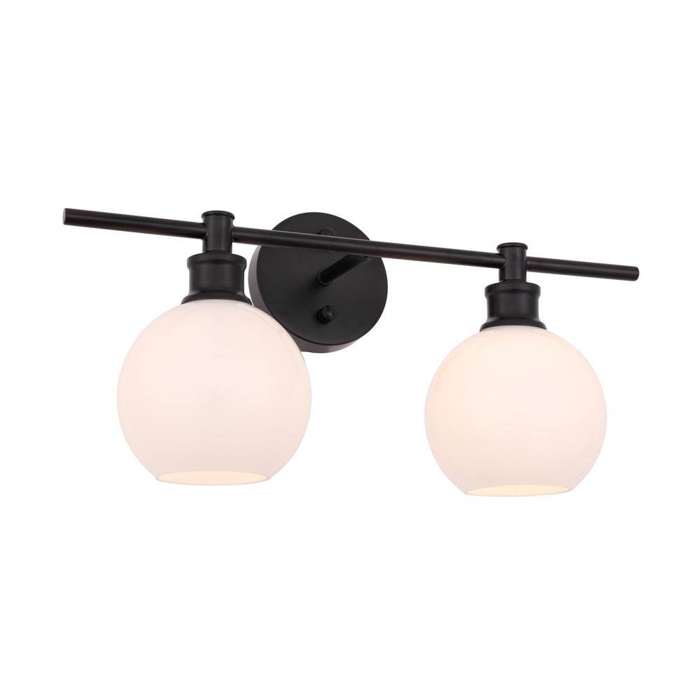 Angle. Living District - Collier 2 light Black and Frosted white glass Wall sconce - Black And Frosted White Glass.