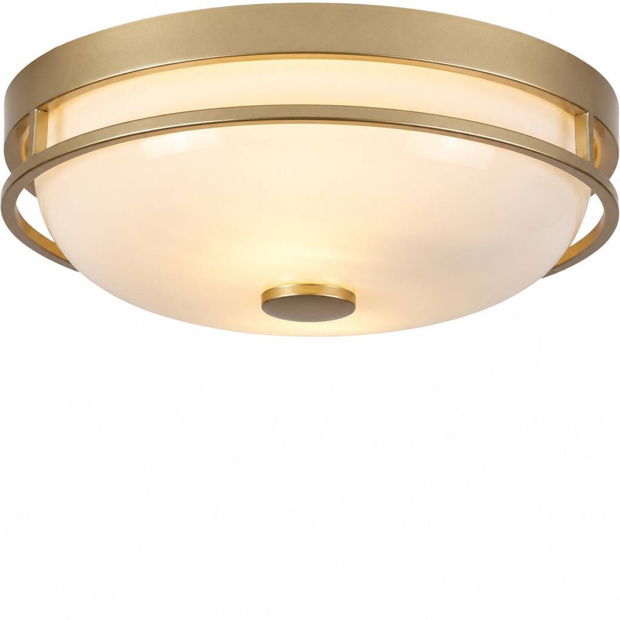 RYHNUYNE 13 Flush Mount Ceiling Light, 2 E26 Sockets, Milk Glass Shade ...