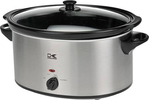 Angle Standard. Kalorik - 7-Quart Slow Cooker - Stainless-Steel/Black.