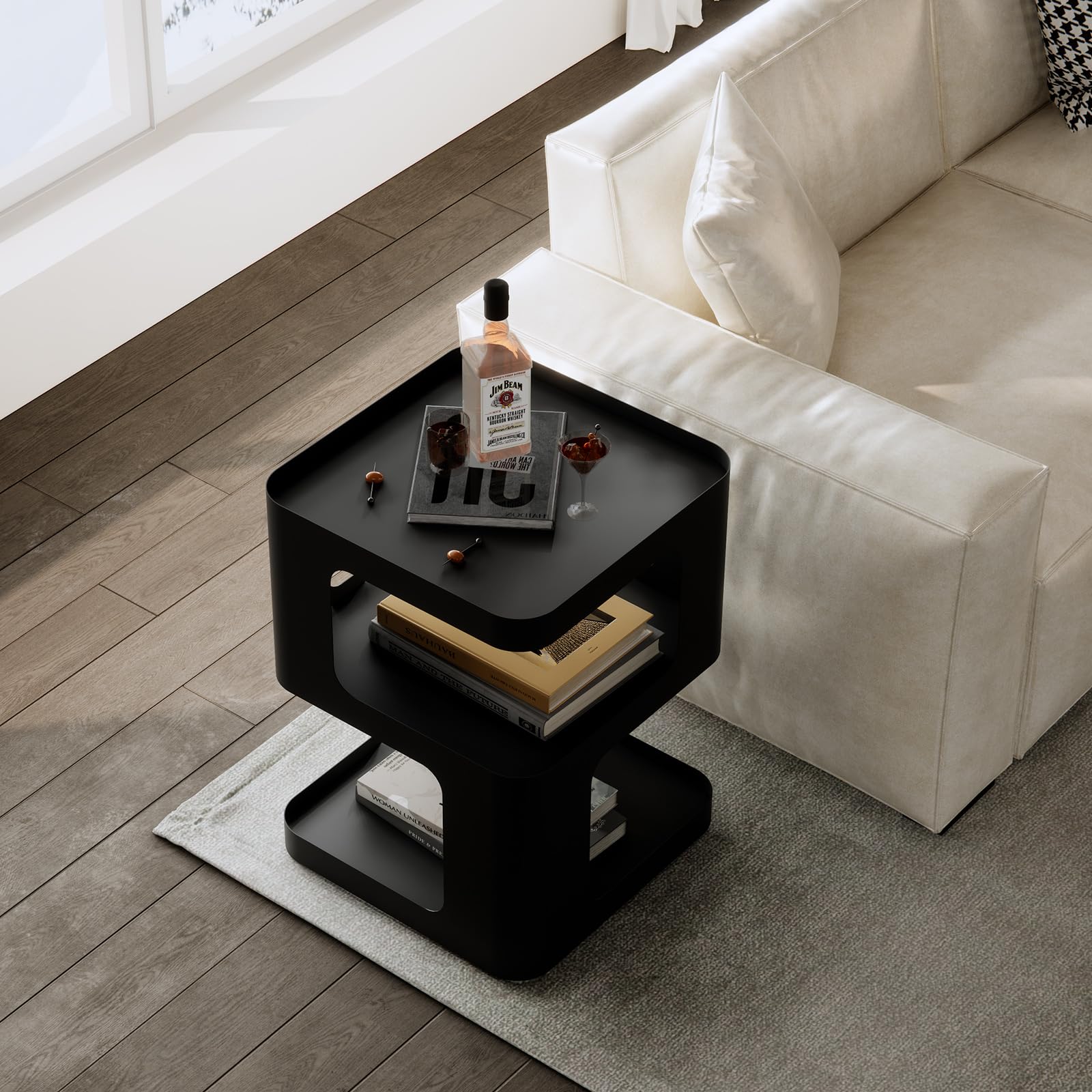 Alt View 3. VEGA AUTOMOTIVE - Side Table Modern End Nightstand Bedside Metal Night Stand With Storage Accent For Couch Bedroom Living Roo... - Black.