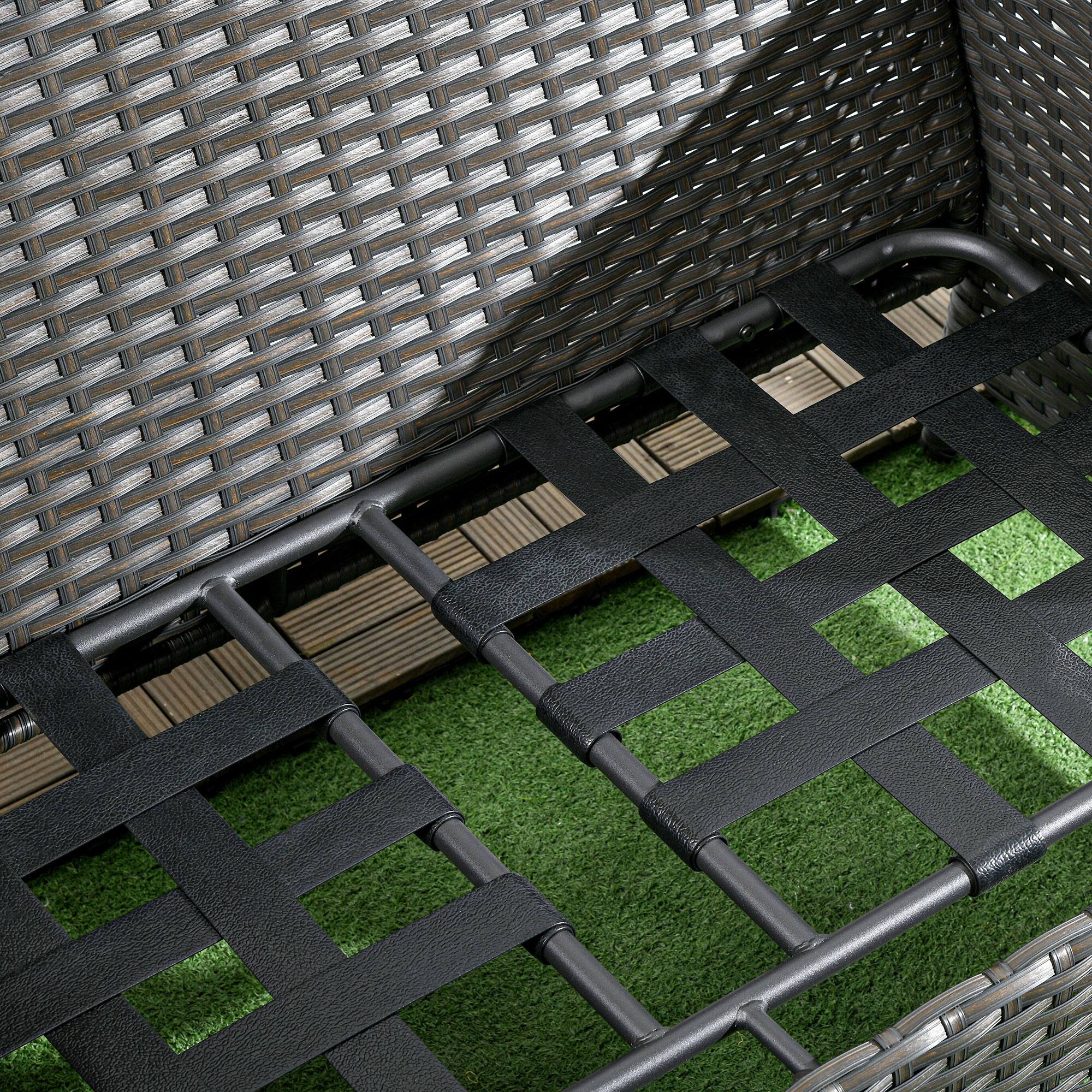 Alt View 8. Outsunny - 2-Seater Outdoor Sofa with 4" Thick Padded Cushions, PE Rattan Patio Outdoor Couch with Curved Armrests - Beige.