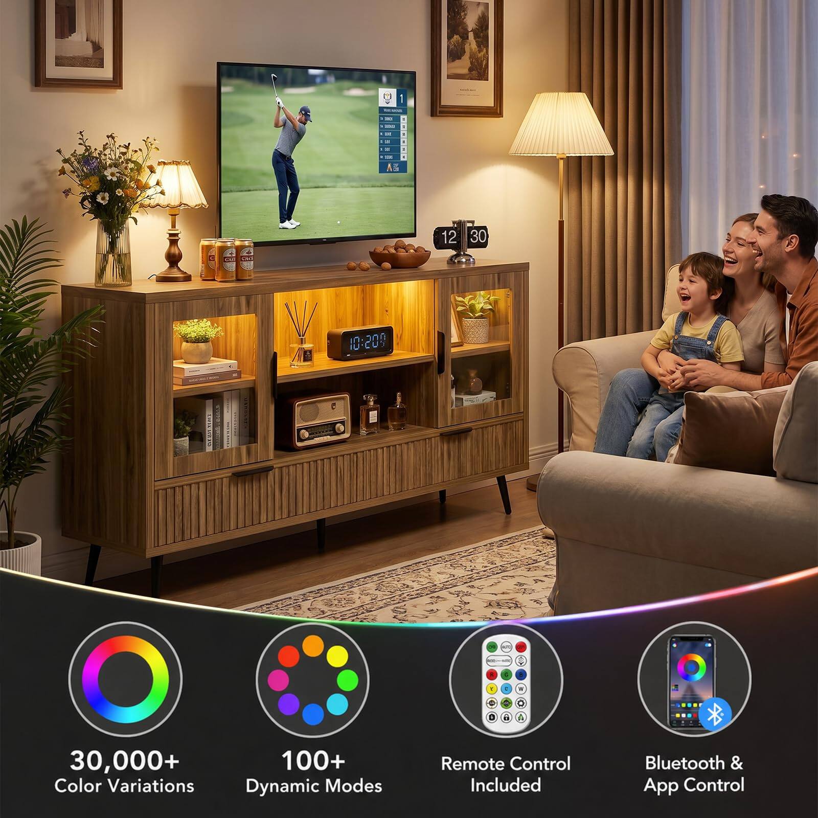 C 1 - AS 12 30 10:209 10 . . - 1 . & 30,000+ Color Variations 100+ Dynamic Modes Remote Control Included Bluetooth & App Control