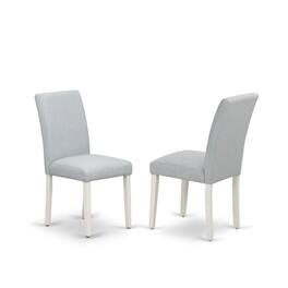 East West Furniture - Set of 2 - Wood Chairs- Modern Chairs Includes Wirebrushed Linen White Wood Structure with Baby Blue Linen Fabric Seat - Wirebrush Linen White