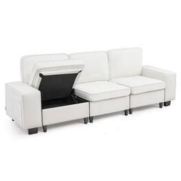 VEVOR - 100-Inch Modular 3-Seater Sofa – Comfy Couch with Deep Seats & Hidden Storage, Modern Design for Living Room, Apartment - White