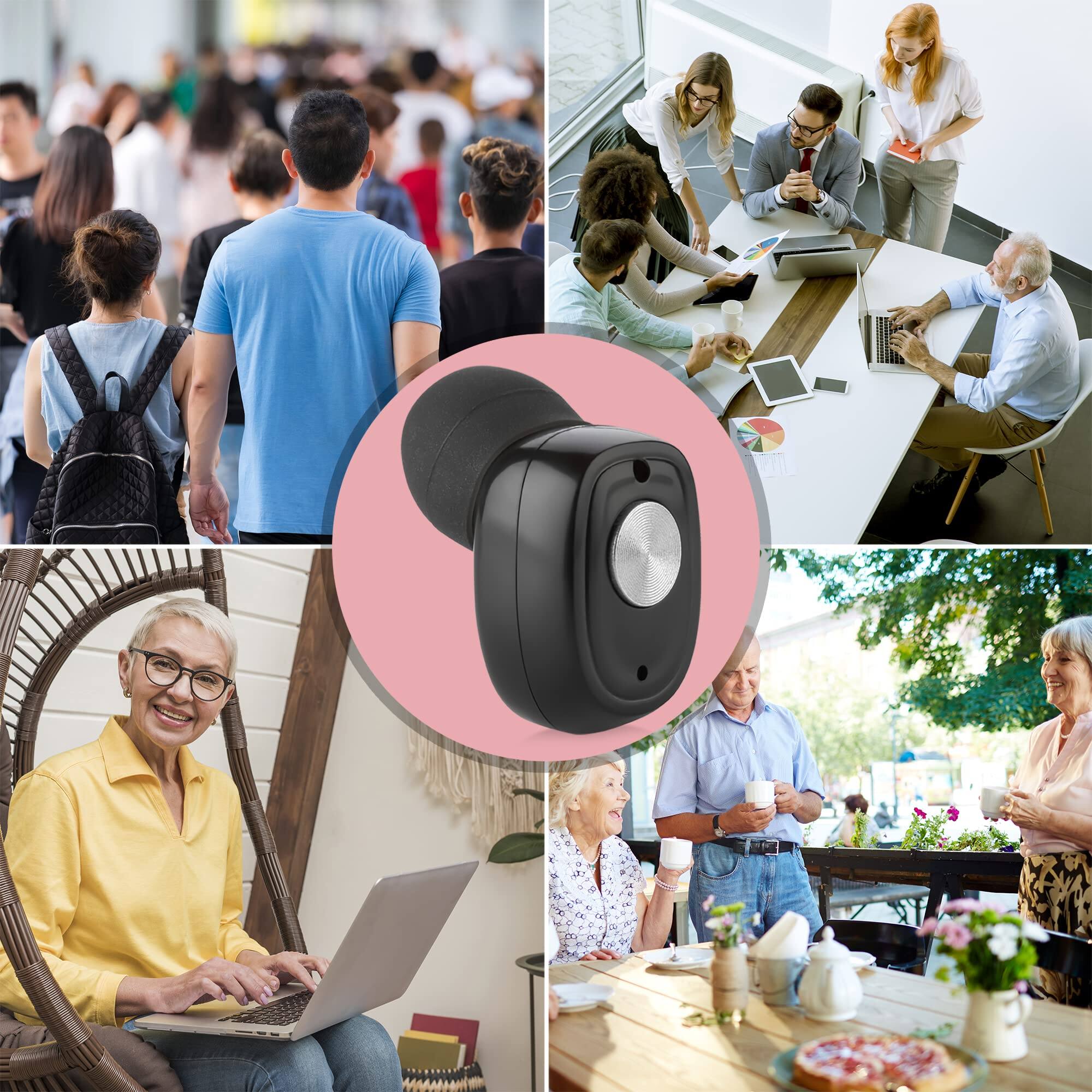 Alt View 4. MEDca - Rechargeable Hearing Amplifier Pair w/ Noise Cancelling, Digital Sound Device for Seniors & Adults - ITC - Black.