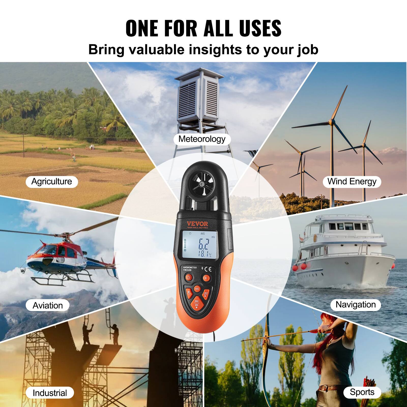 ONE FOR ALL USES  
Bring valuable insights to your job

- Meteorology
- Agriculture
- Wind Energy
- Aviation
- Navigation
- Industrial
- Sports