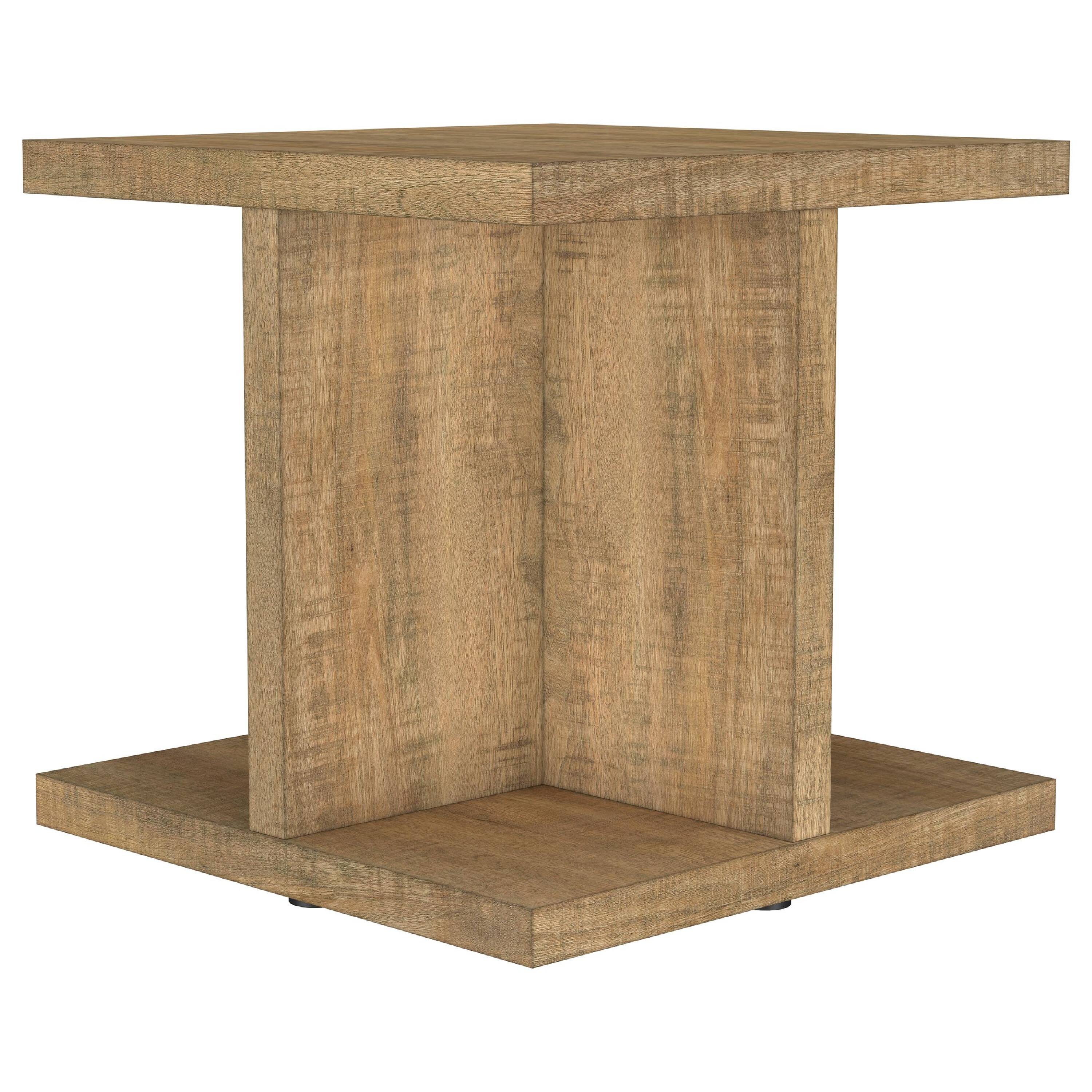 Alt View 2. Manhattan Lane - Chet Square End Table with Open Cube Base, Mango Finish Wood 24 Inch - Mango Brown.