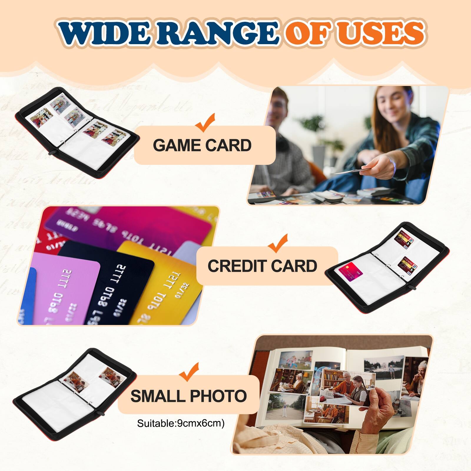 WIDE RANGE OF USES

- GAME CARD
- CREDIT CARD
- SMALL PHOTO (Suitable: 9cmx6cm)