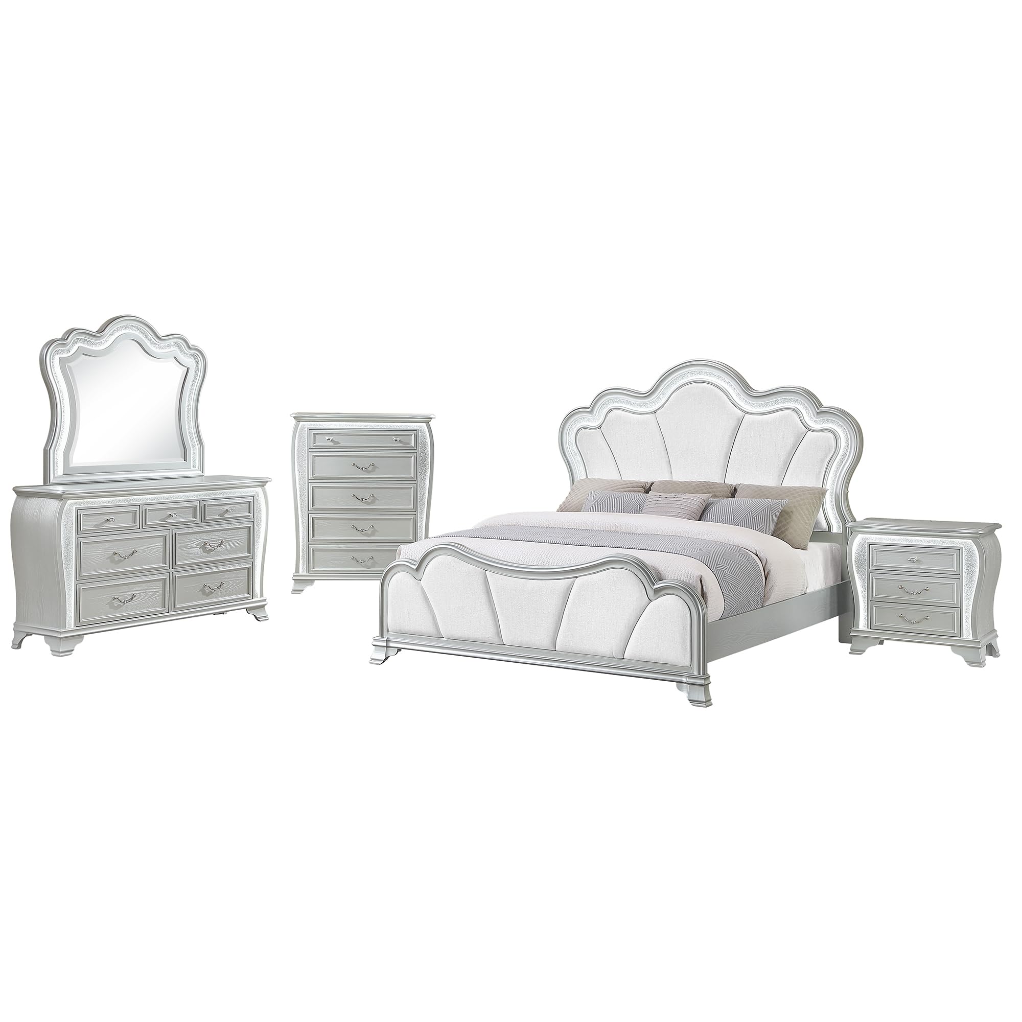 Alt View 2. Global Furniture USA - Aria Silver Nightstand With Led - Silver.