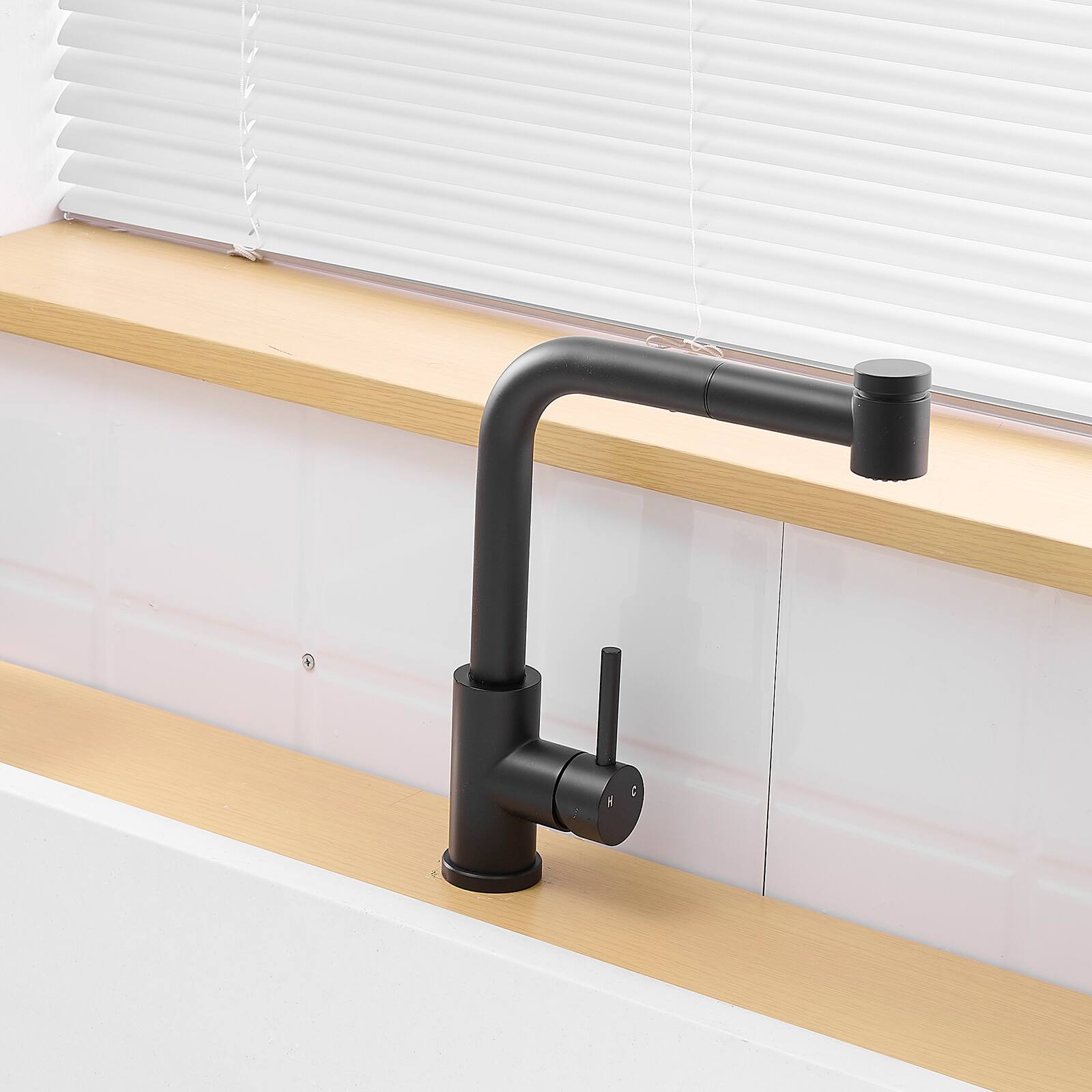 Back. Siljoy - Sink Faucet, Black Kitchen Faucets with Pull out Sprayer, Bathroom Sink Faucets Mini Bar Prep Faucet - Black.
