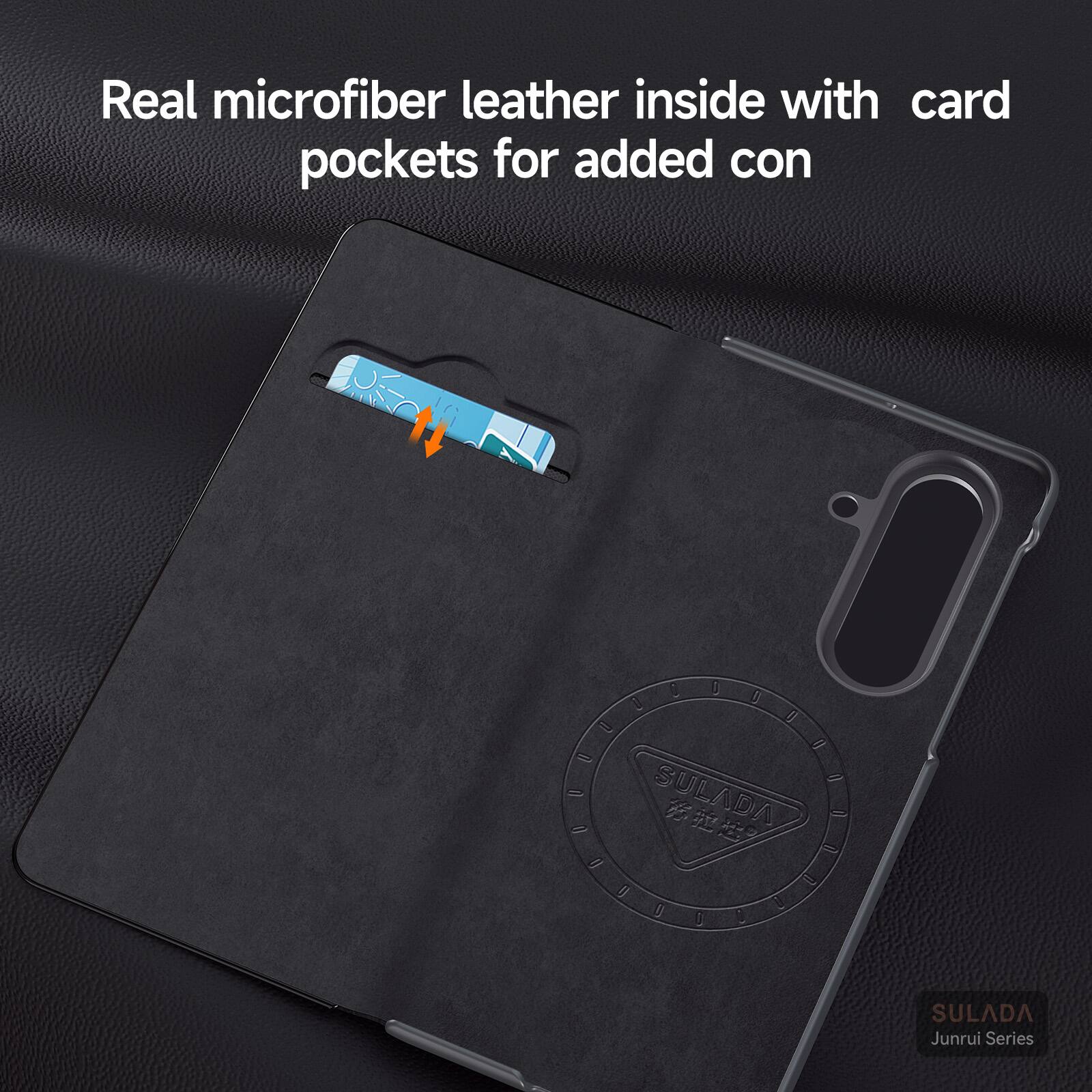 Real microfiber leather inside with card pockets for added convenience

SULADA
Junrui Series